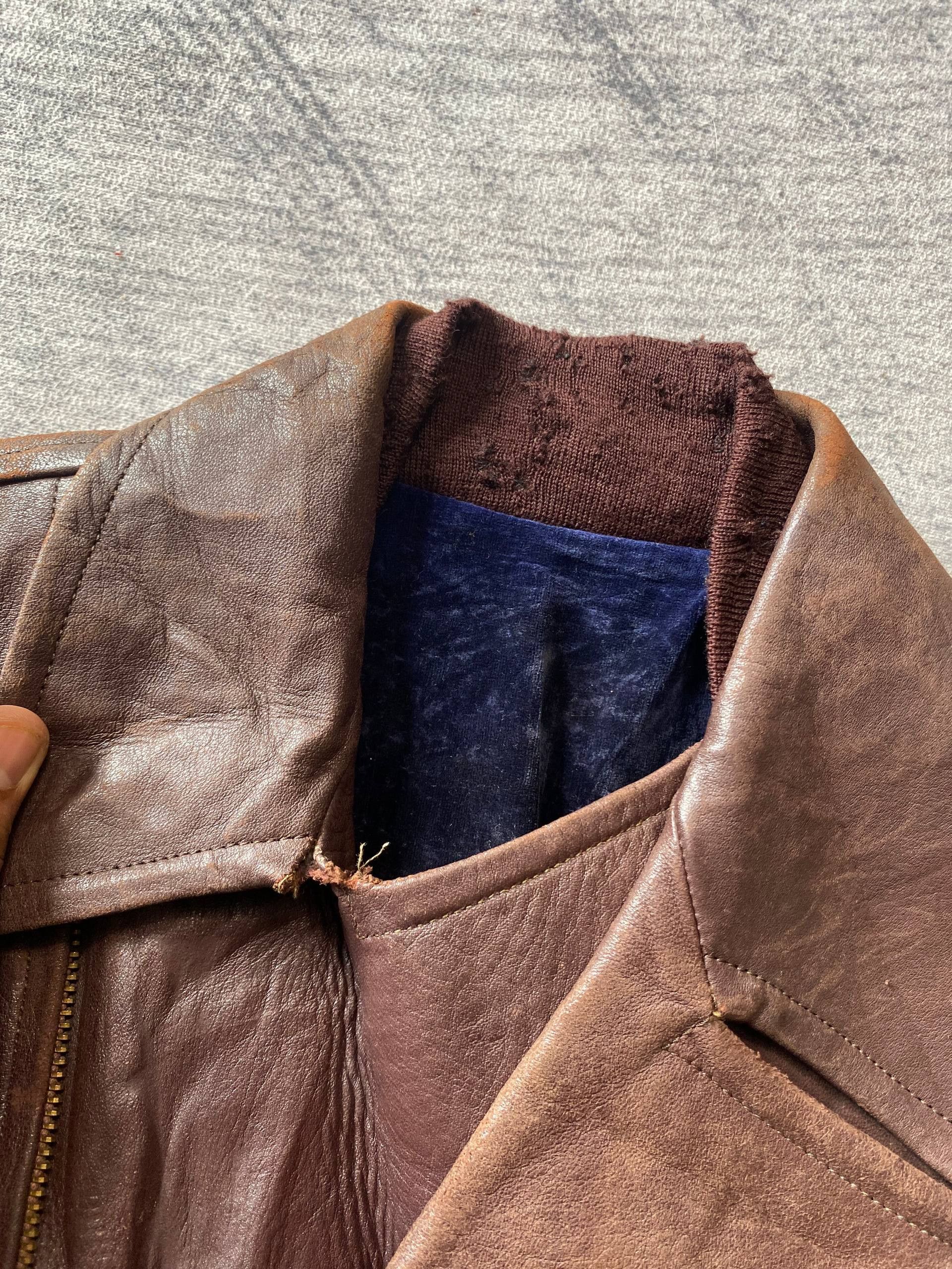 Leather Vtg 50s Horsehide Japanese Civilian Post War Leather Jacket Size US S / EU 44-46 / 1 - 10 Thumbnail