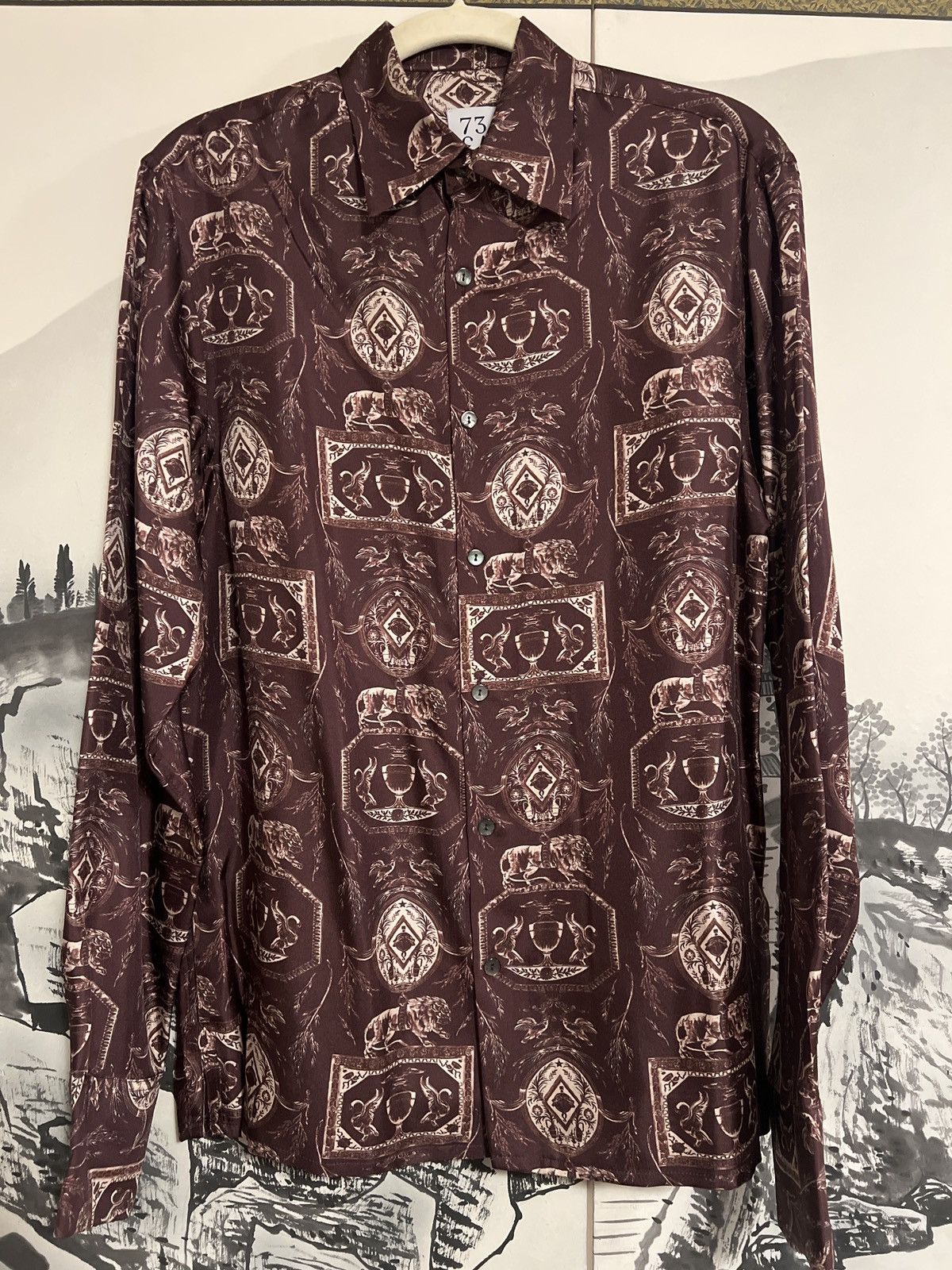 Silk Romanesque Graphic Button Down Shirt
