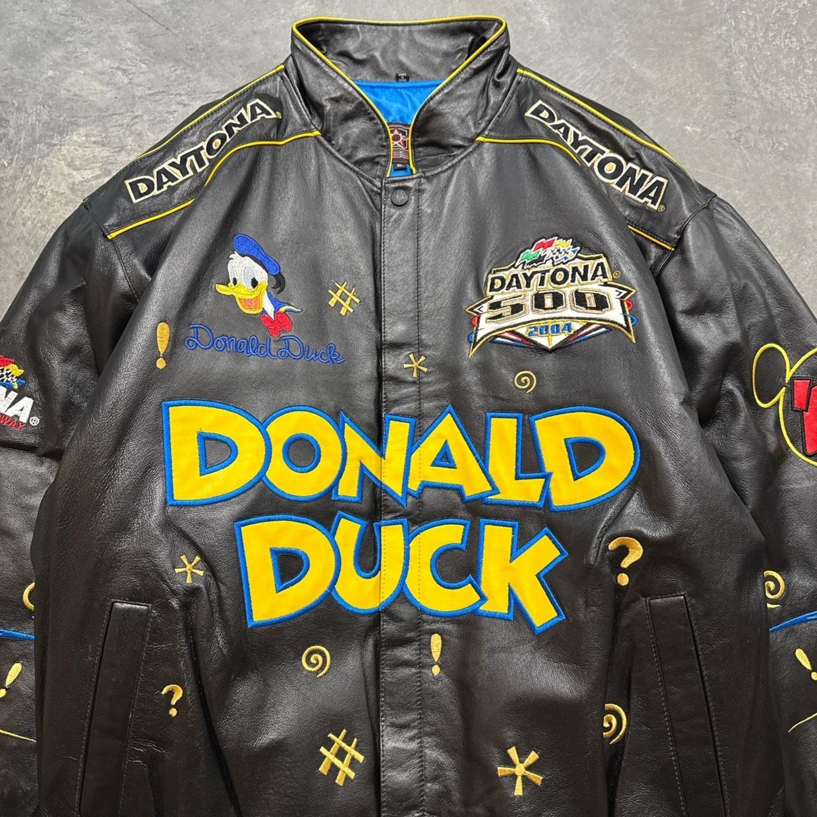 Disney × Vintage Vintage JH Design Donald Duck NASCAR Disney Leather Jacket Size US XL / EU 56 / 4 - 5 Thumbnail