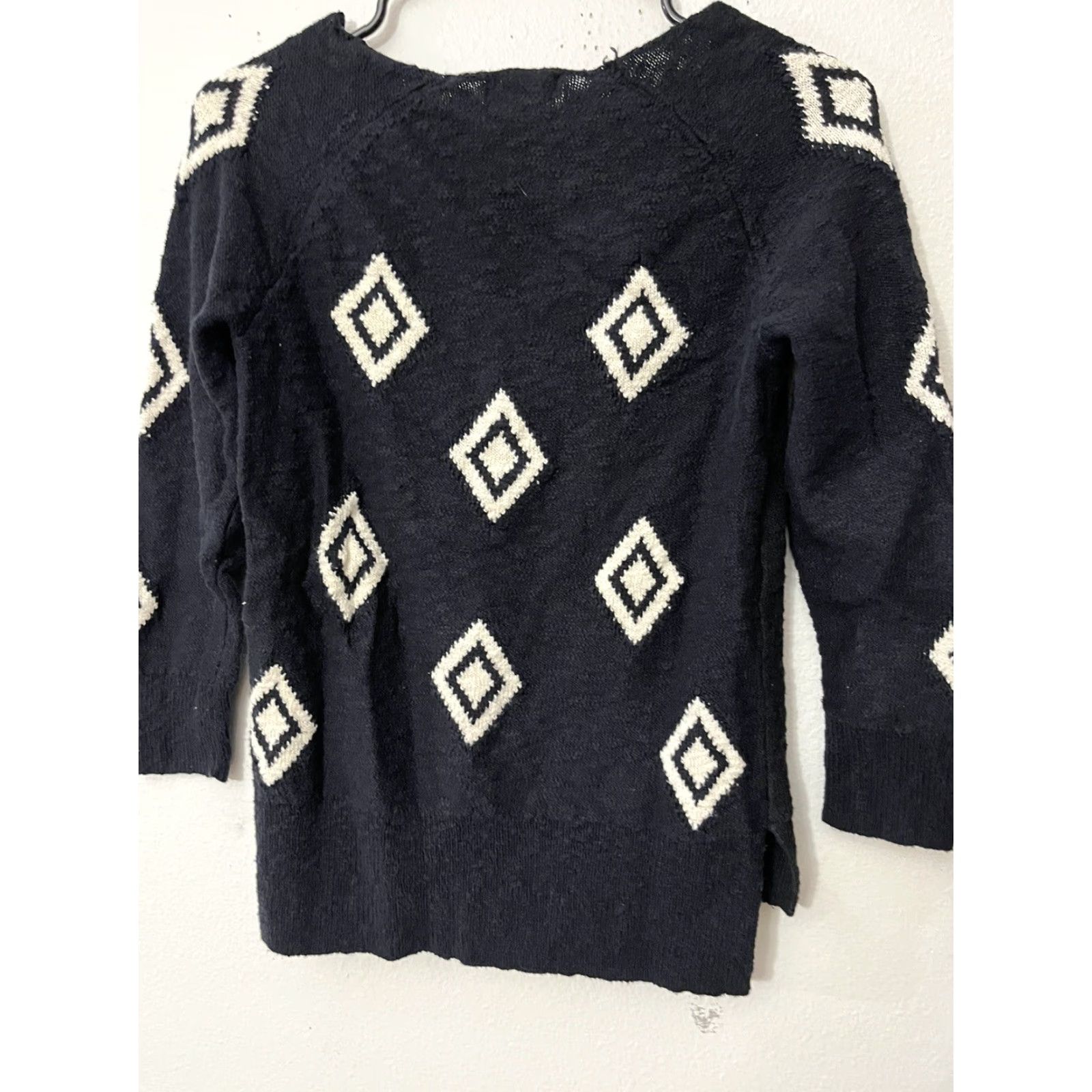 Lucky Brand Lucky Brand Women's Live And Learn Sweater XS Black White Diamonds Size XS / US 0-2 / IT 36-38 - 2 Thumbnail