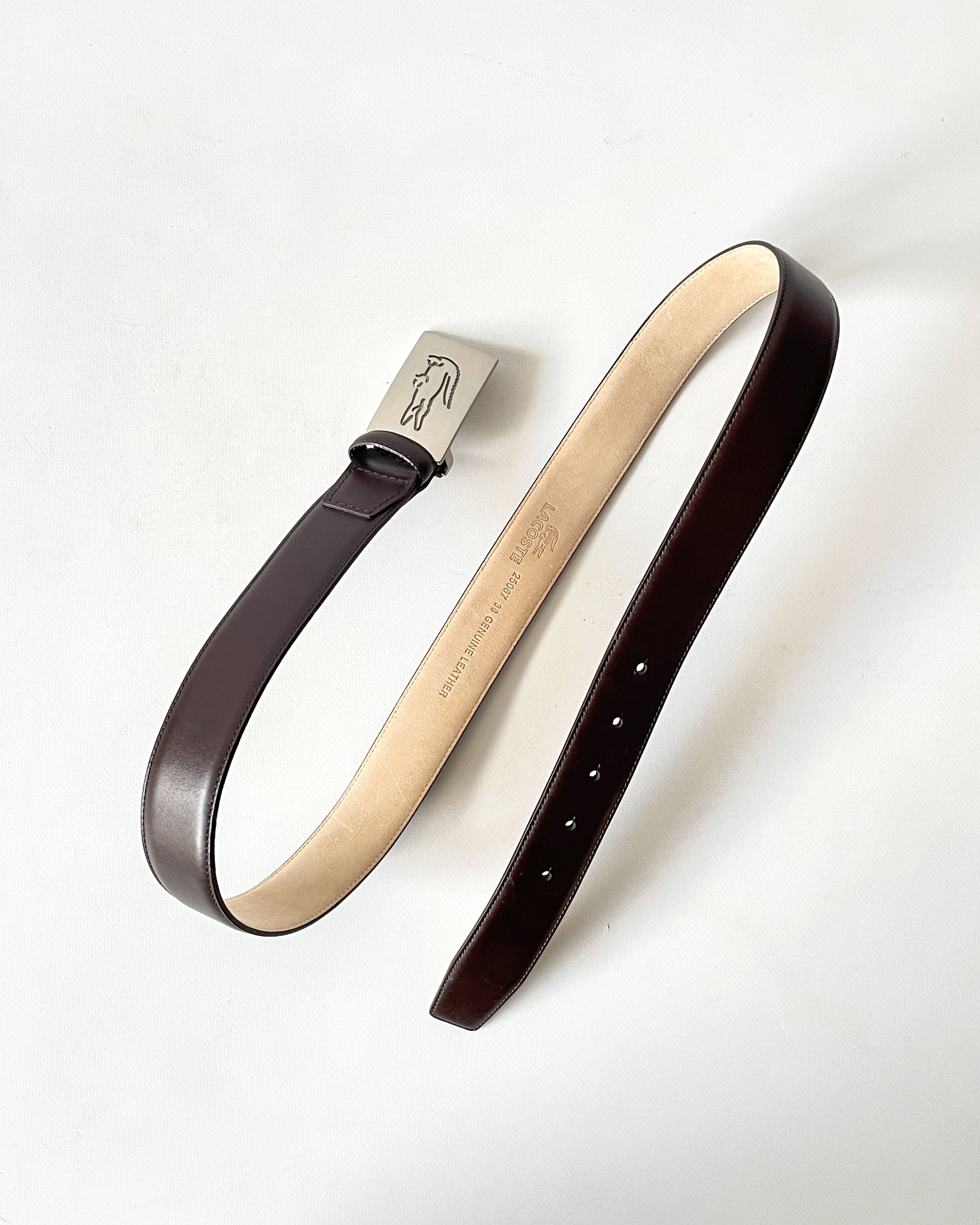 Lacoste Lacoste Leather Belt Crocodile Logo Buckle Size 38 - 6 Thumbnail