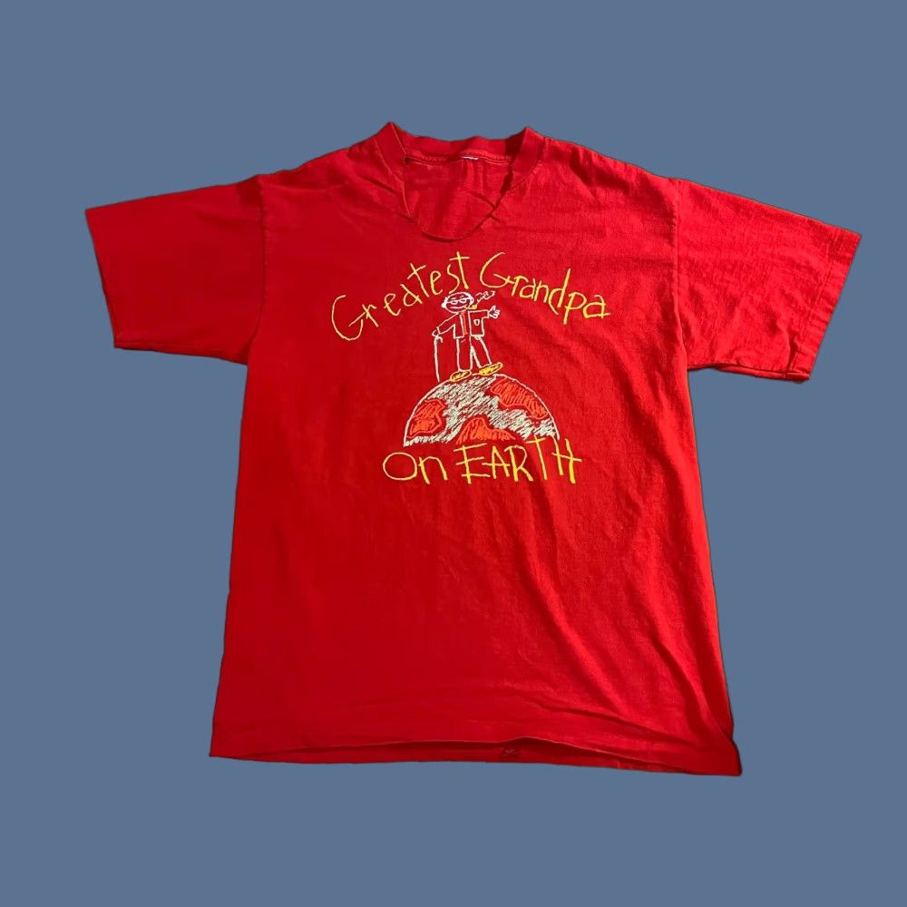 Vintage VINTAGE Greatest Grandpa on Earth T-Shirt Mens Large Red 90s Comic Dad Graphic Print Jersey Cotton Short Sleeve Size US L / EU 52-54 / 3 - 1 Thumbnail