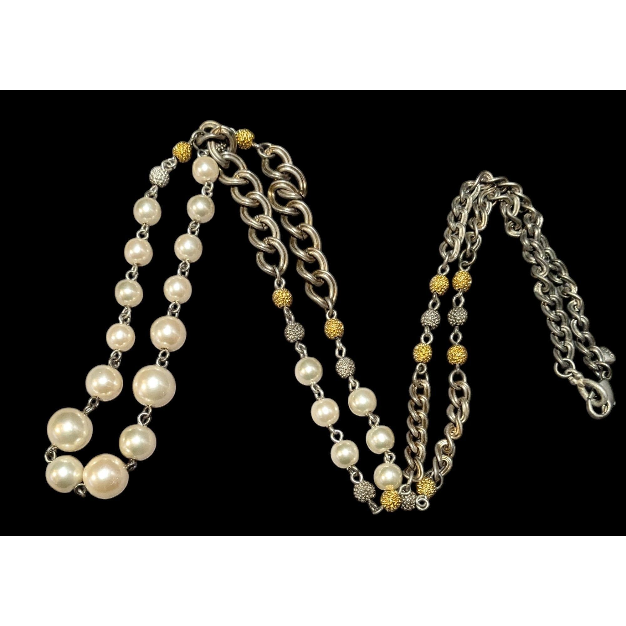 Other Vintage 80s Liz Claiborne Faux Pearl Multi Tone Metallic Nec Size ONE SIZE - 1 Thumbnail