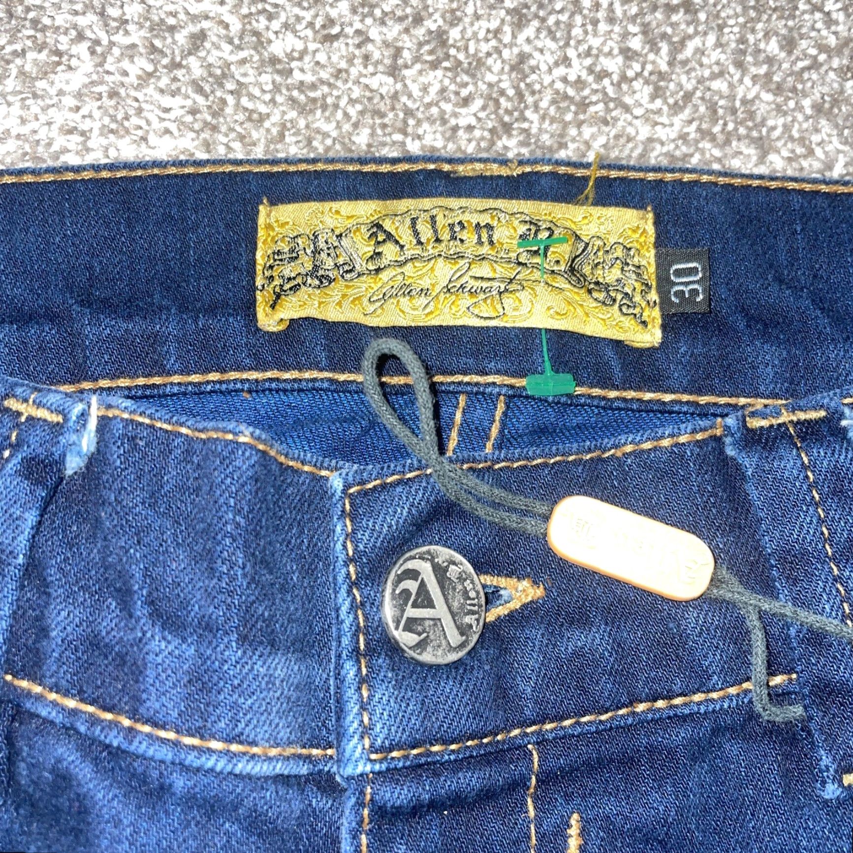 Vintage ALLEN B Jeans Men 34x32 Dark Blue Straight Denim Jeans Size US 34 / EU 50 - 3 Thumbnail