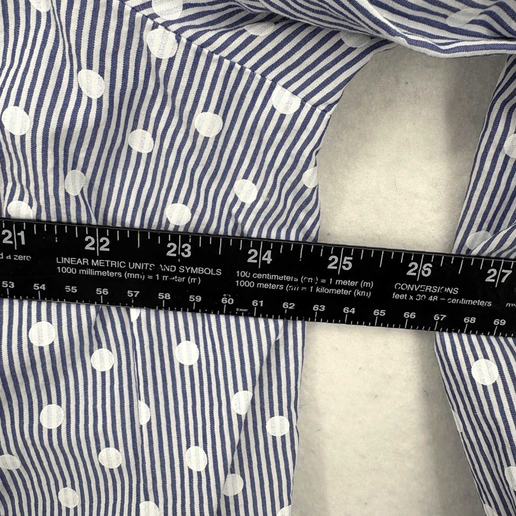 Talbots Talbots Shirt Womens 2X Blue Polka Dot Stripe Button Front Cotton Top Blouse Size XXL / US 16-18 / IT 52-54 - 7 Thumbnail