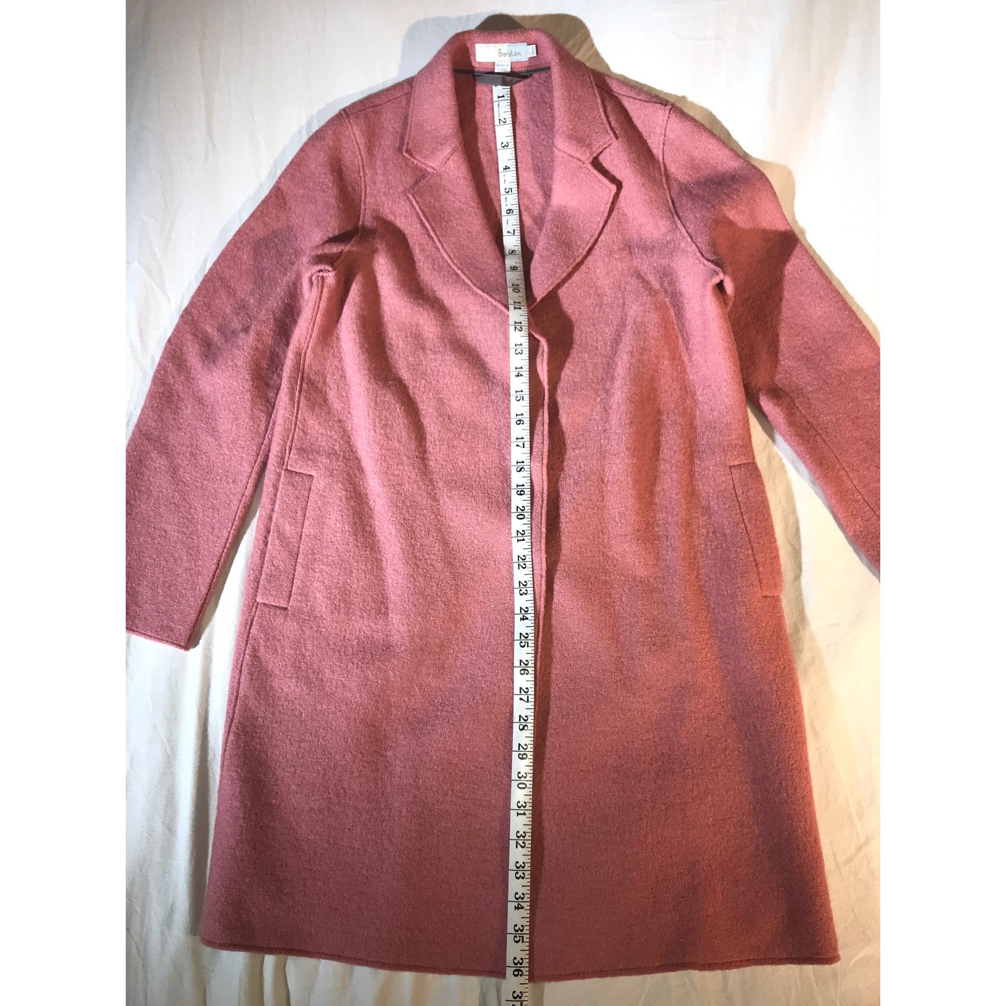 Boden Boden Women's Pink Rose Longline Wool Trench Winter Coat Size XL / US 12-14 / IT 48-50 - 4 Thumbnail