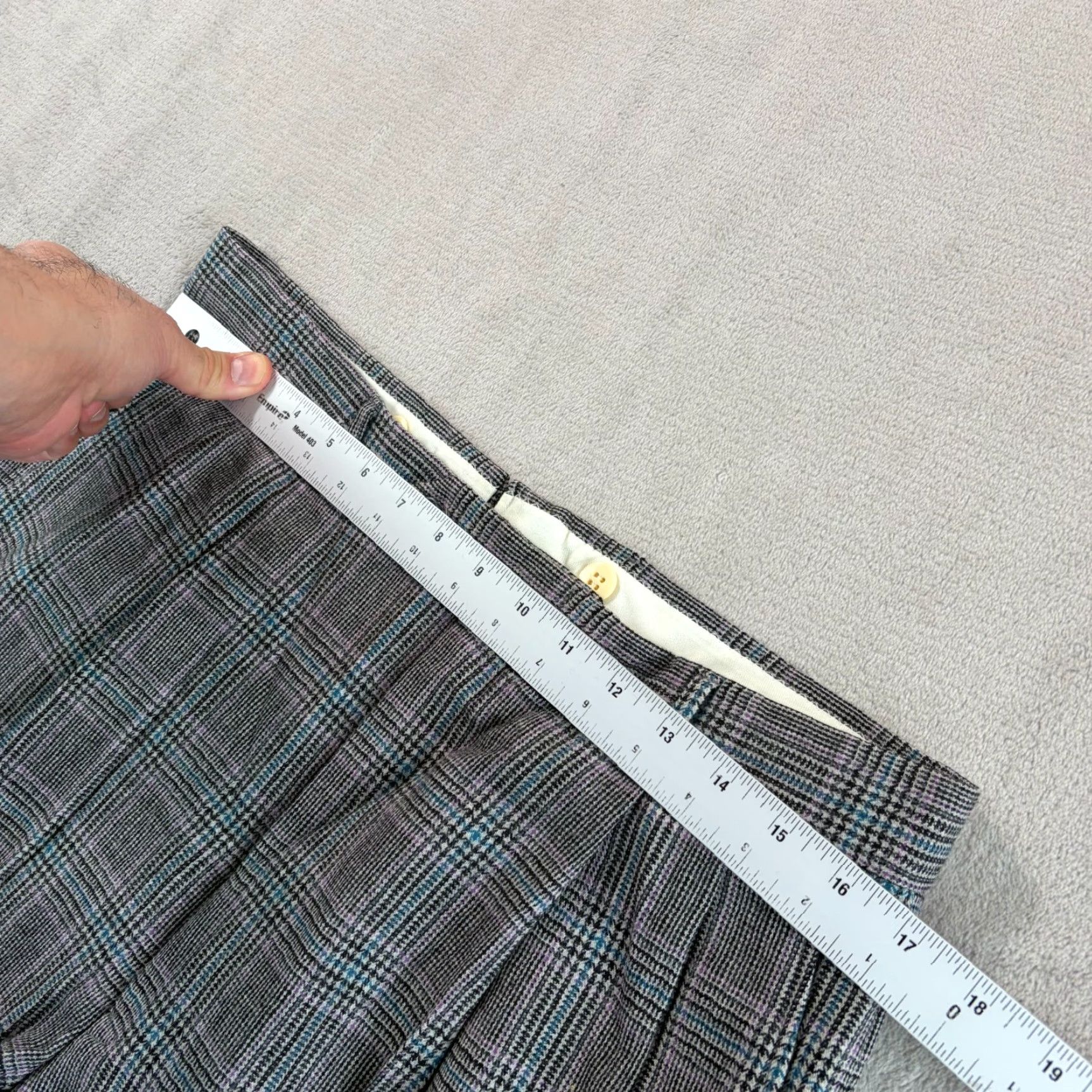 Vintage VINTAGE Cadbury 80s Pleated Cuffed Pants Men 33x31 Grey Glen Check 100% Wool USA Dress Pants with Suspender Buttons Size US 33 - 4 Thumbnail