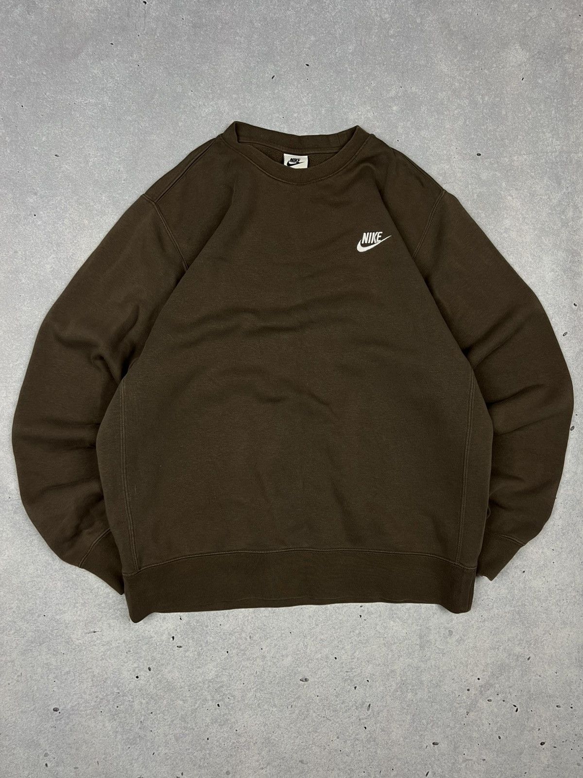 Vintage Nike Mini Swoosh Brown Sweatshirt Y2K USA