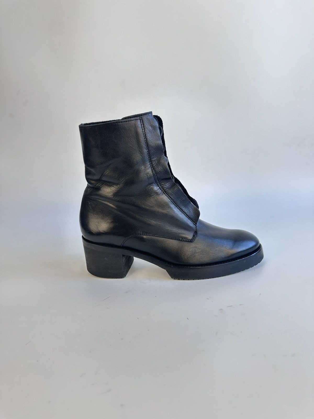 Cos COS Black Leather Lace Up Ankle Boots Size EU 39 Portugal Size US 8.5 / IT 38.5 - 9 Thumbnail