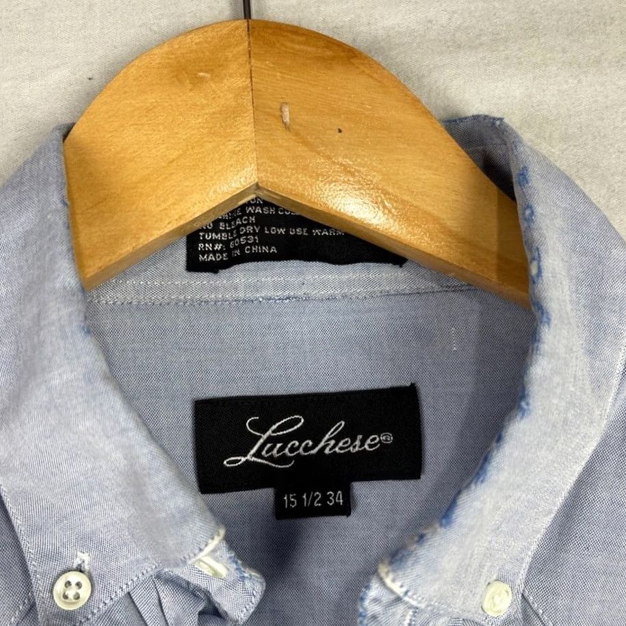 Vintage Lucchese Shirt Mens 34 Blue Chambray Western Button Down Long Sleeve Cowboy Shirt Men Casual Button-Up Size US S / EU 44-46 / 1 - 6 Thumbnail