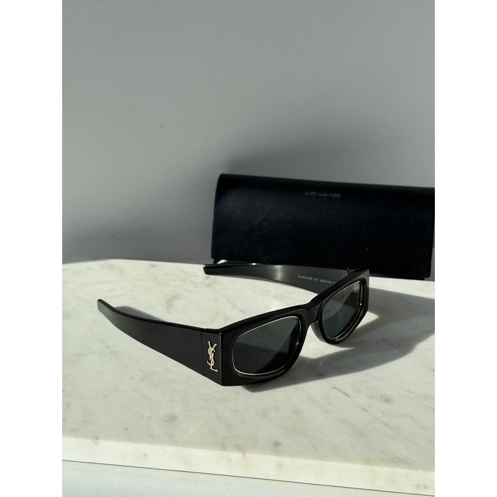 Saint Laurent Paris NEW Saint Laurent SLM140 Rim Black Gold Sunglasses Size ONE SIZE - 2 Thumbnail