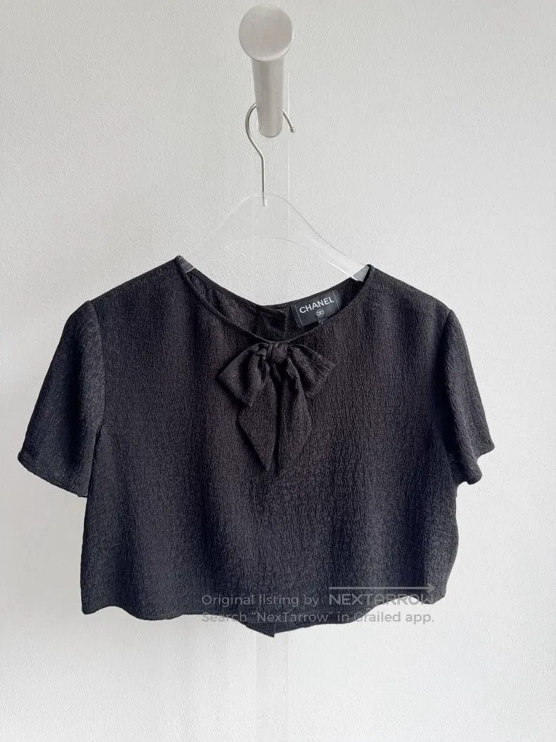 Chanel Chanel Full logo dark pattern bow short sleeves Size XXS / US 00 / IT 34 - 2 Thumbnail