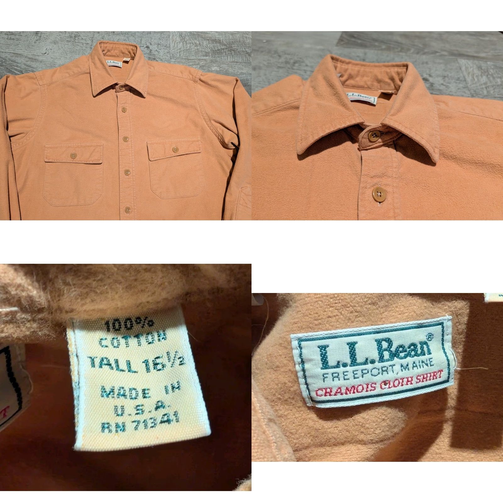 Vintage VINTAGE LL Bean Button-Up Shirt Mens Peach Chamois Cloth USA Made 16.5 L Tall Long Sleeve Solid Orange Size US L / EU 52-54 / 3 - 8 Thumbnail