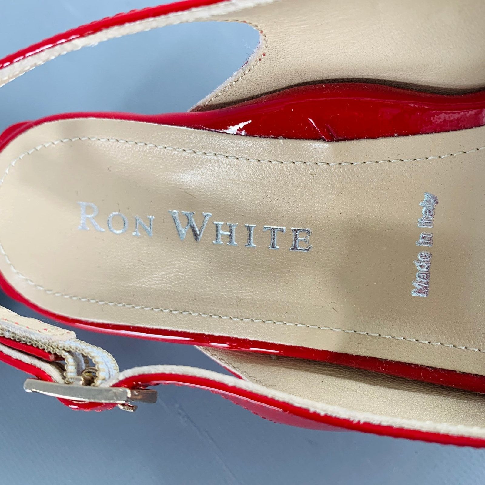Ron White RON WHITE Size 6.5 Red Patent Leather Slingback Sandals Size US 6.5 / IT 36.5 - 7 Thumbnail