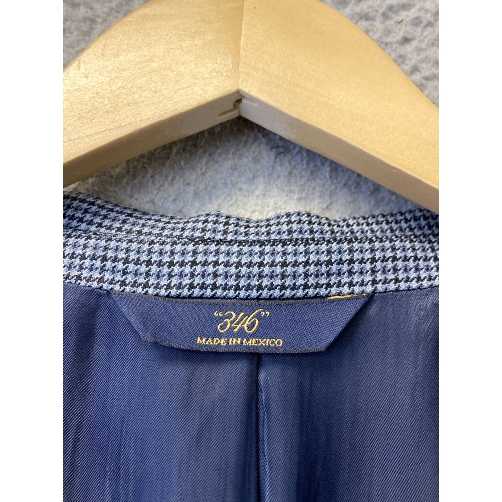 Brooks Brothers BROOKS BROTHERS Blue Houndstooth Wool Tuxedo Suit Jacket Size 42R - Formal Mens Size 42R - 4 Thumbnail