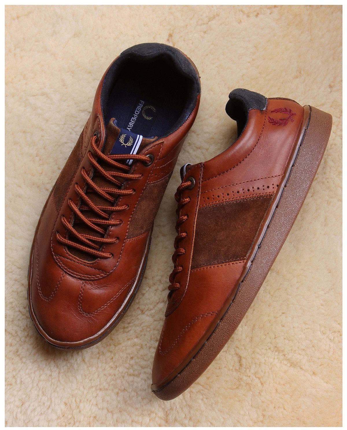 Fred Perry × Vintage 2014 FRED PERRY BRYON LOW LEATHER /SUEDE SNEAKERS Size US 7 / EU 40 - 1 Thumbnail