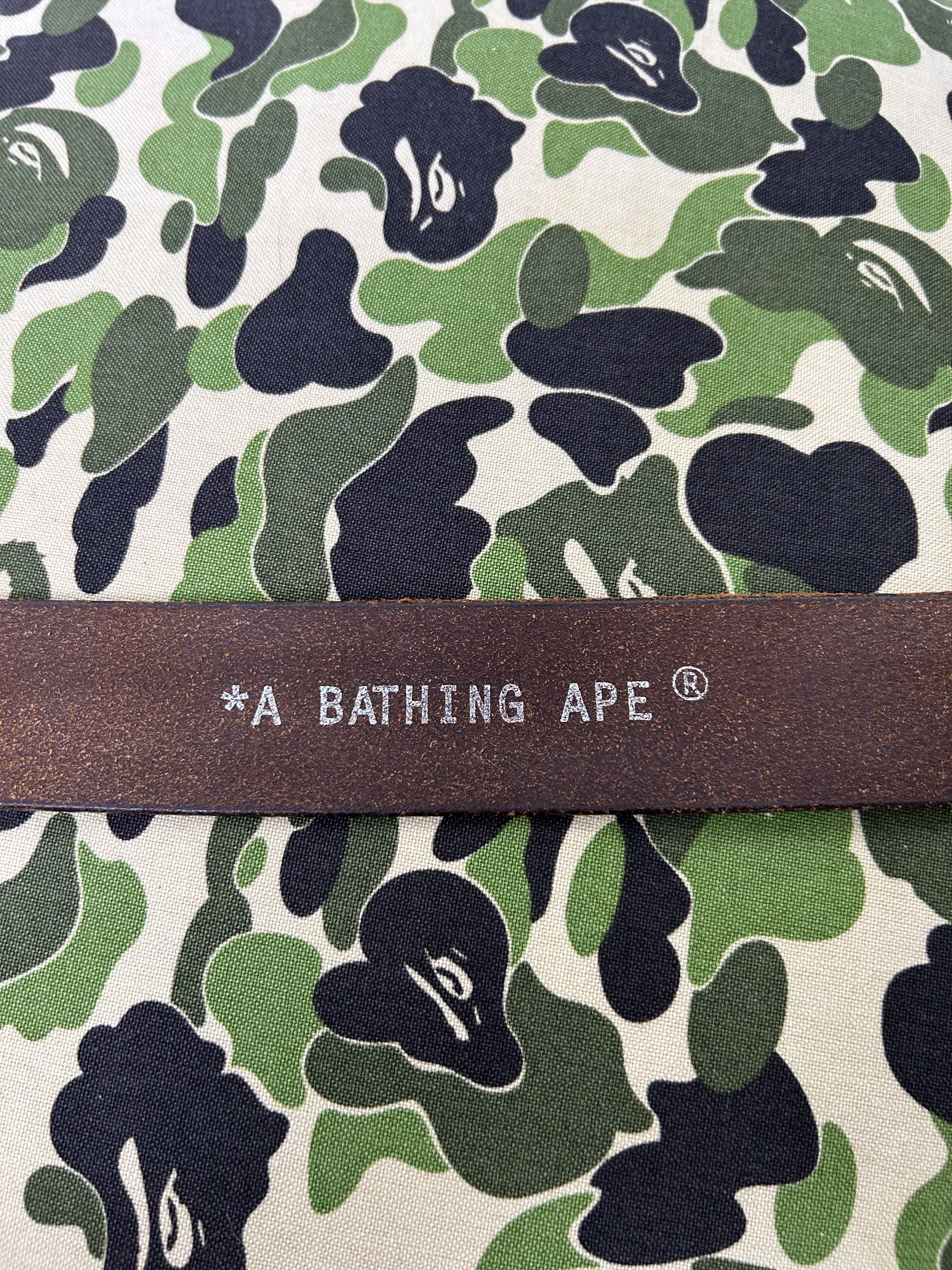 Bape APE HEAD buckle BAPE camo embossed leather belt [Size L] Size 40 - 8 Thumbnail