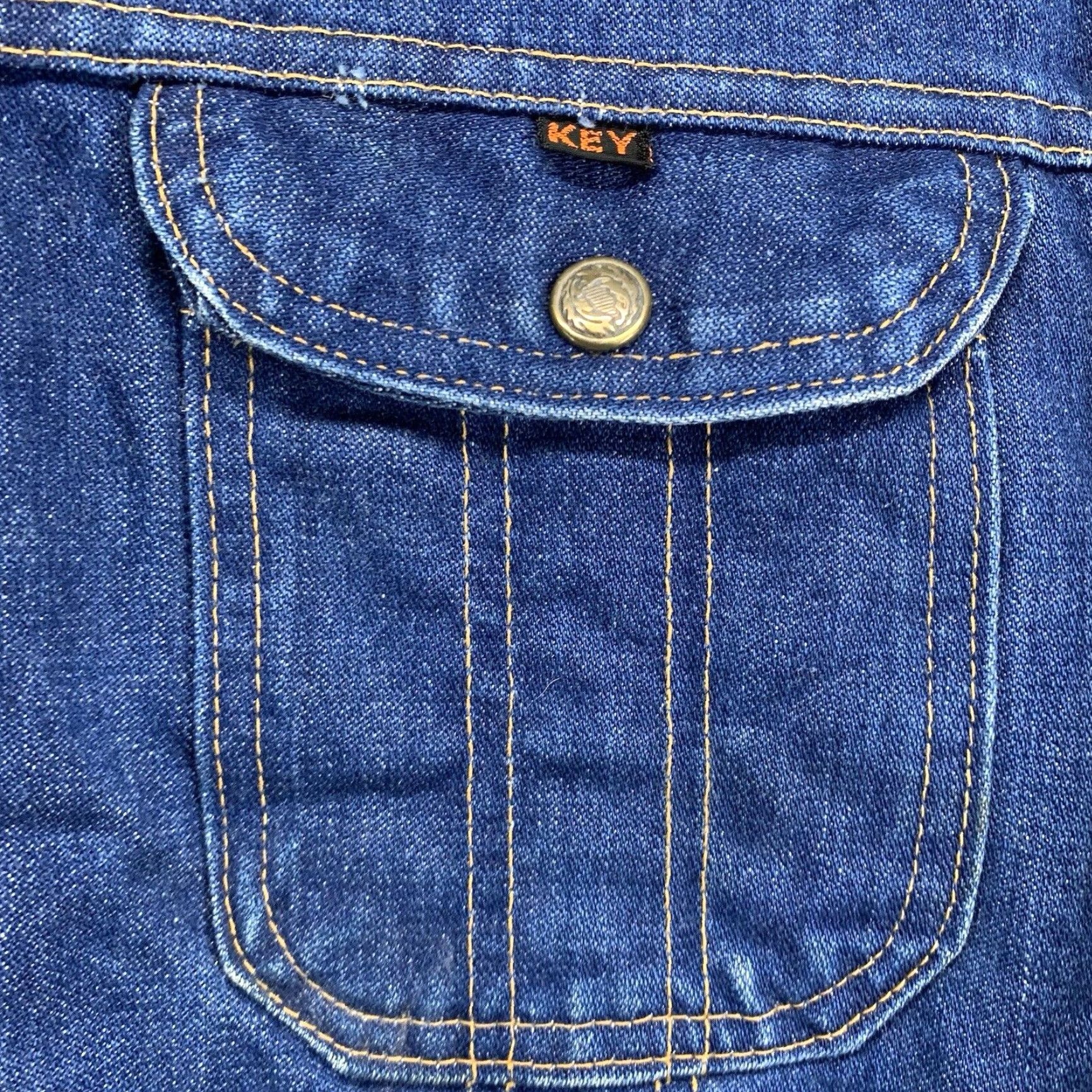 Vintage VINTAGE Key Imperial Denim Jacket Men L Blue 80s Grunge Trucker Workwear All Seasons Size US 33 - 7 Thumbnail