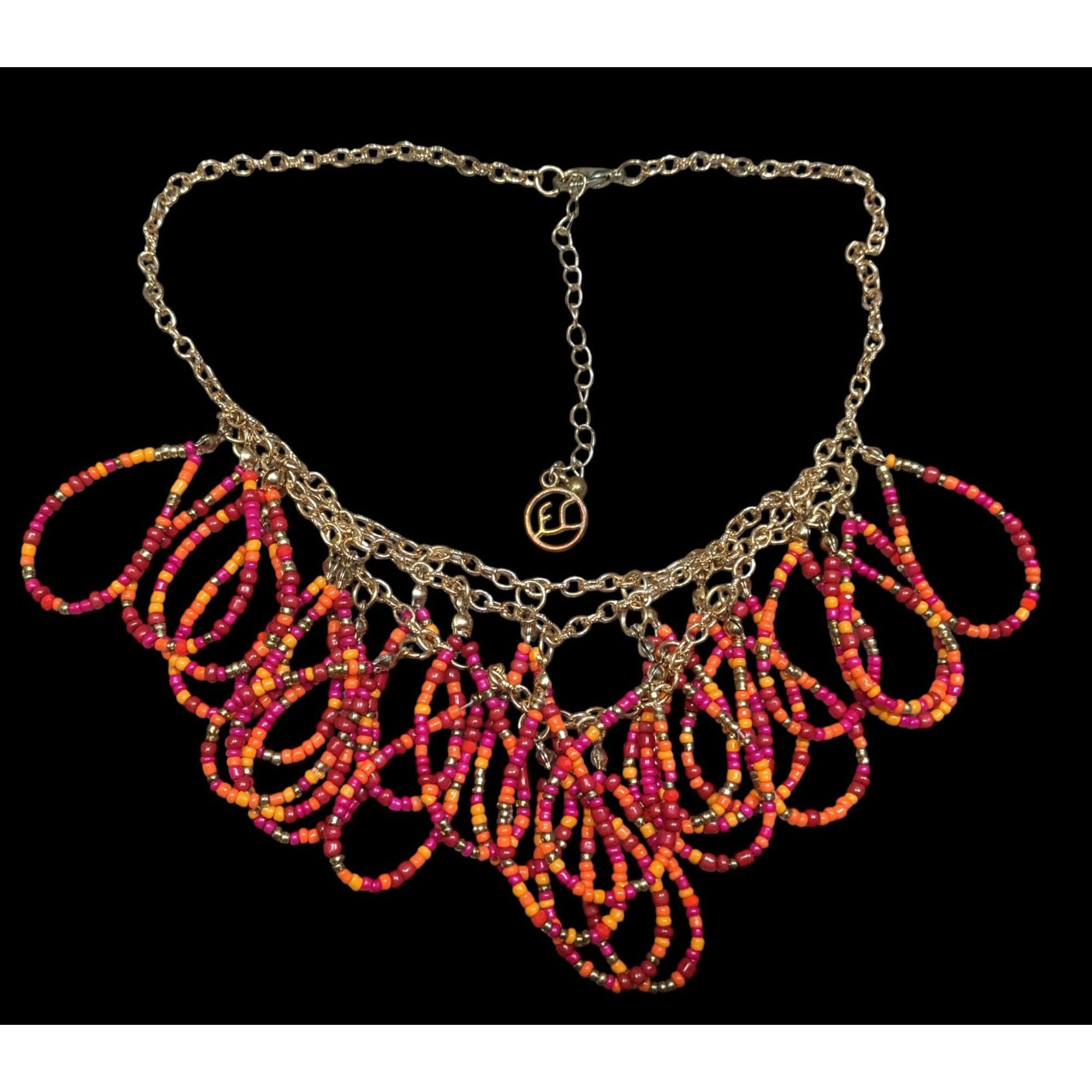 Other Erica Lyons Abstract Pink And Orange Glass Beaded Loop Fring Size ONE SIZE - 1 Thumbnail