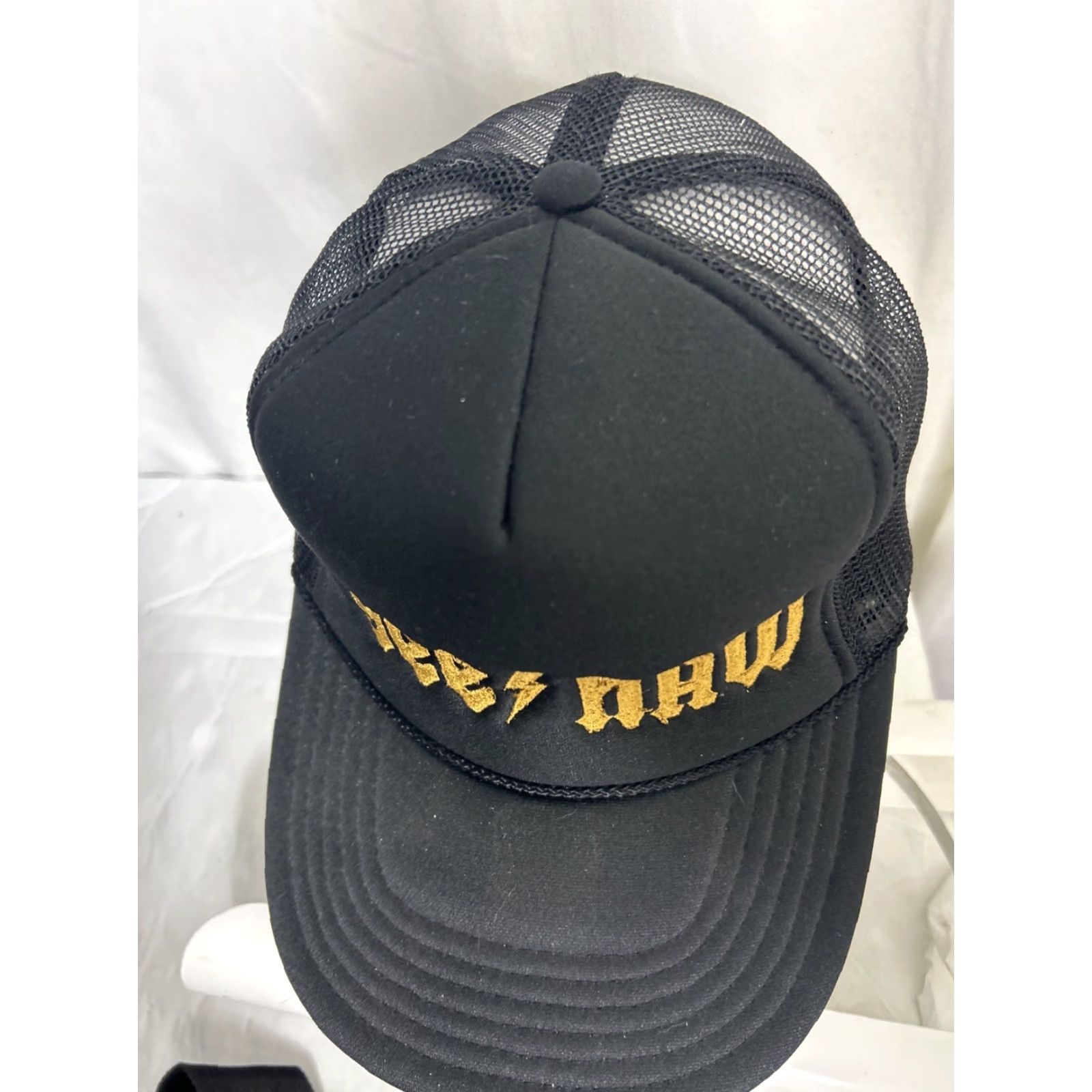 Vintage Yee Haw Trucker Hat Black Gold SnapBack Lighting Bolt Adjustable Men Size ONE SIZE - 4 Thumbnail