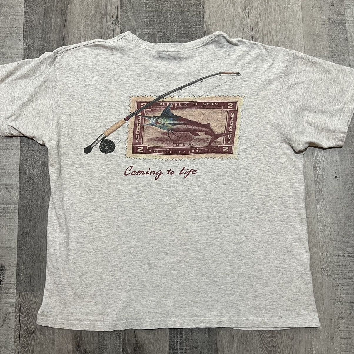 Chaps Ralph Lauren × Vintage VTG Chaps Ralph Lauren Grey Marlin Swordfish Fishing USA Tee Size US XL / EU 56 / 4 - 2 Thumbnail