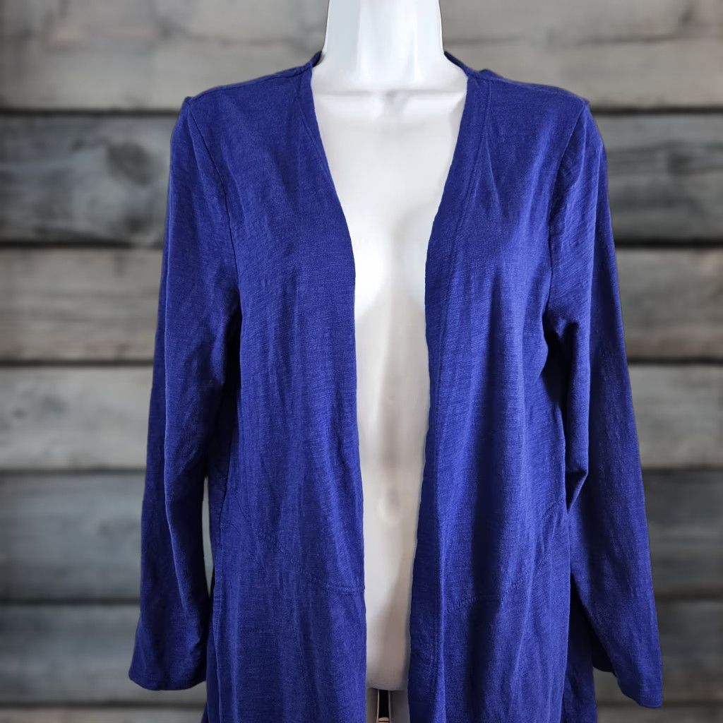 Vintage Chicos Womens Ultimate Tee Cardigan Size M Medium Blue Solid Cotton Blend Blouse Womens Size M / US 6-8 / IT 42-44 - 1 Thumbnail