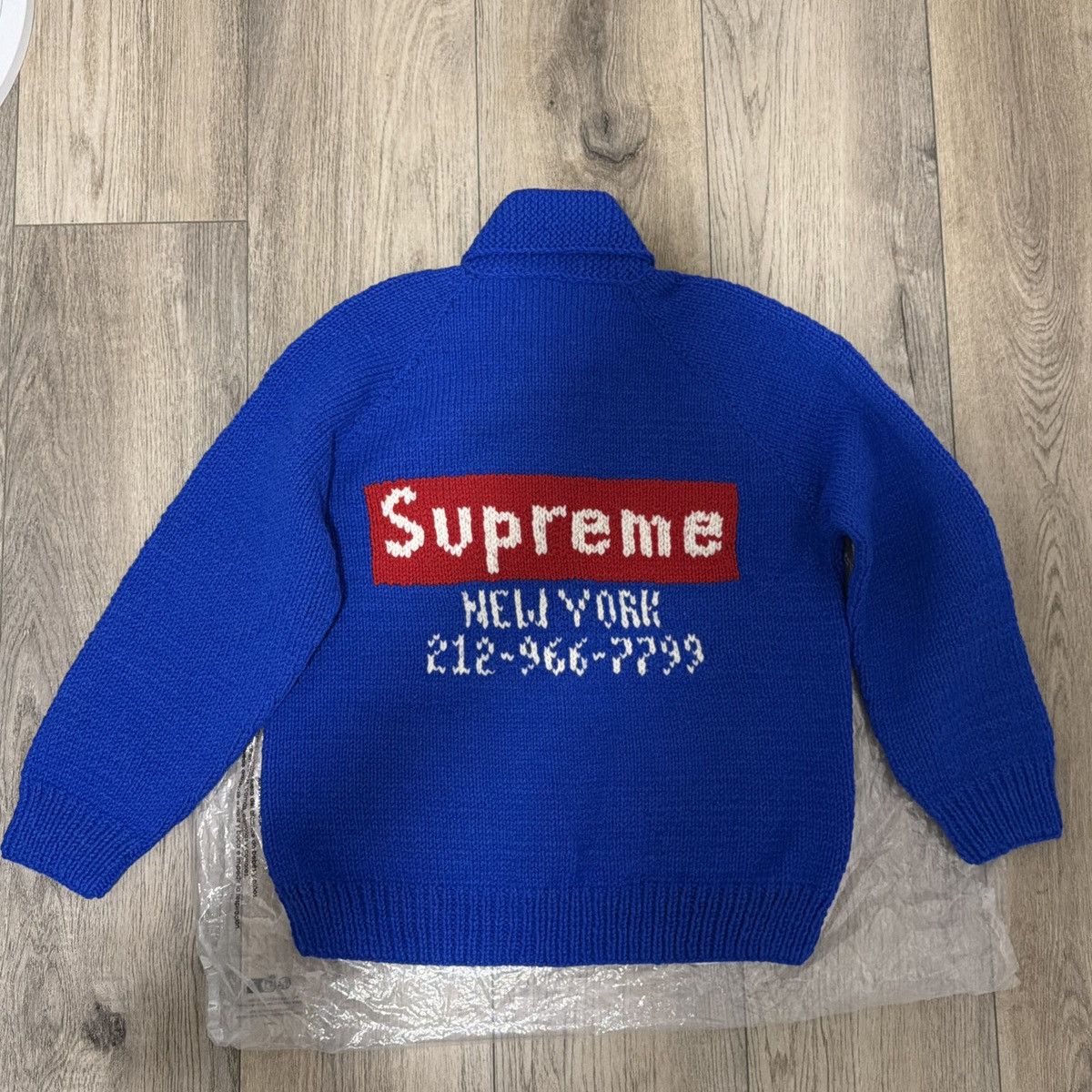 Supreme Box Logo Cowichan Sweater 'Royal'