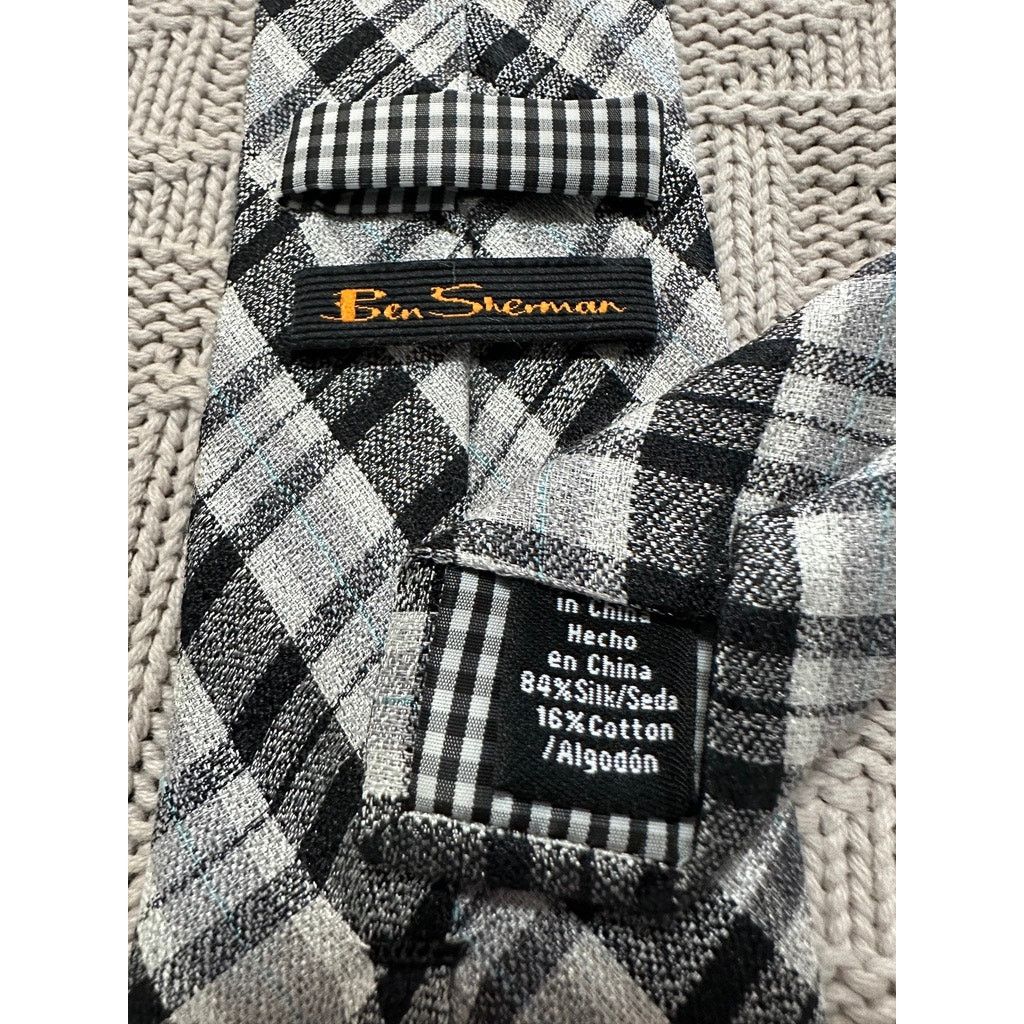 Ben Sherman Ben Sherman black plaid silk tie Size ONE SIZE - 3 Thumbnail