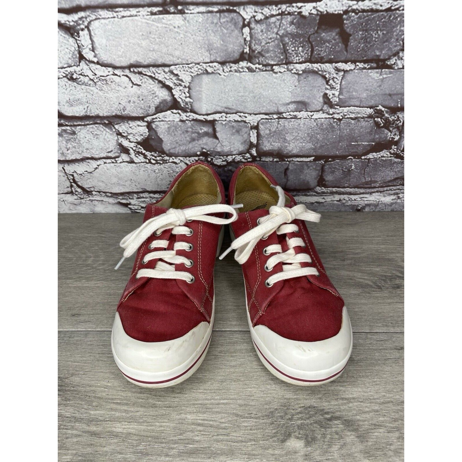 Other Dansko Vegan Red Fabric Canvas Lace Up Slip Workwear Clogs W Size US 7 / IT 37 - 21 Thumbnail