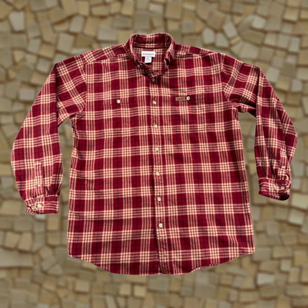 Carhartt VINTAGE Carhartt Shirt Mens Large Tall Red Plaid Flannel Button-Up Pocket Y2K Outdoor Workwear Size US L / EU 52-54 / 3 - 1 Thumbnail