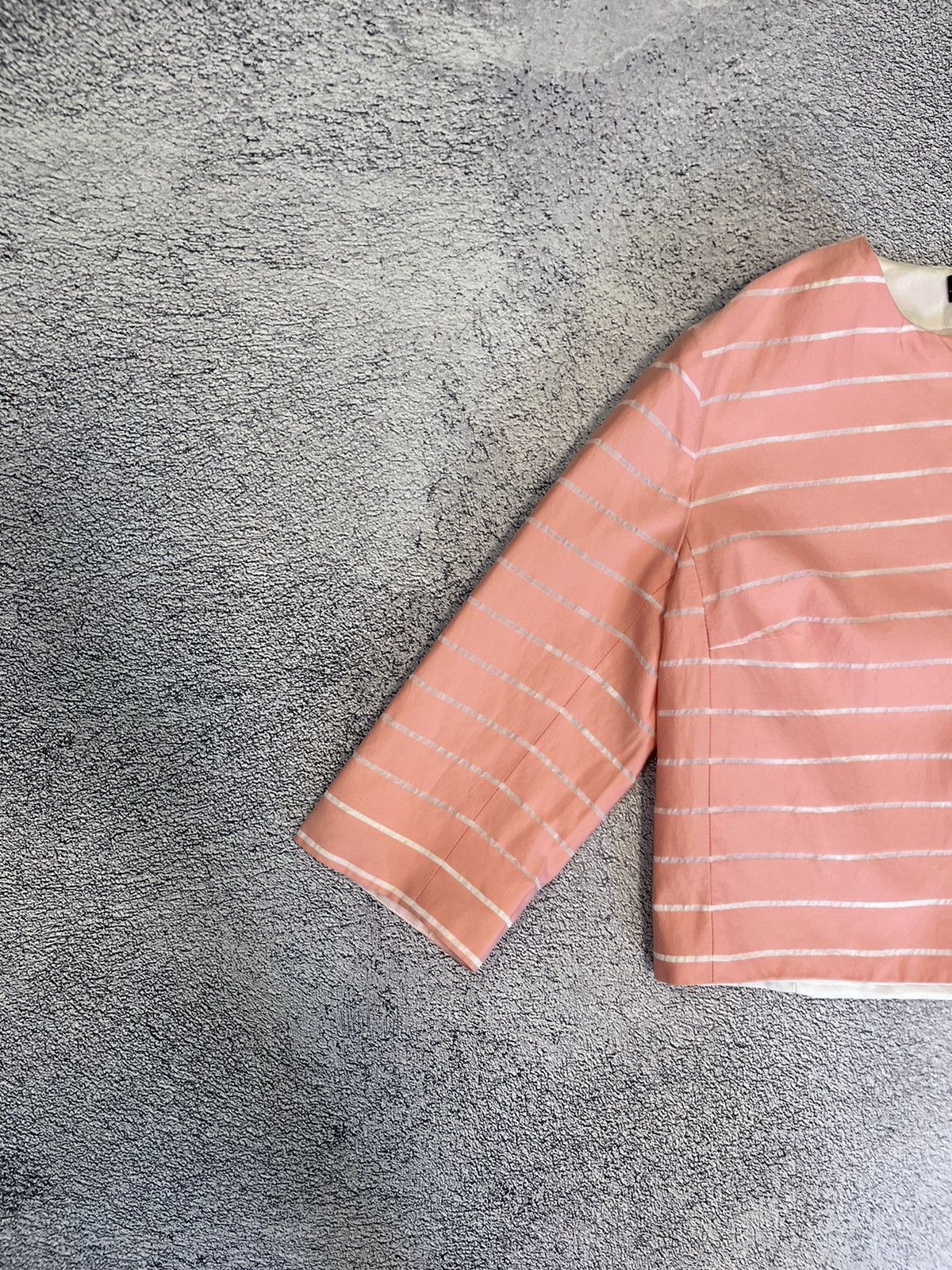 Weekend Max Mara Weekend Max Mara Pink Cropped Silk-Cotton Blazer Jacket 36 Size S / US 4 / IT 40 - 5 Thumbnail