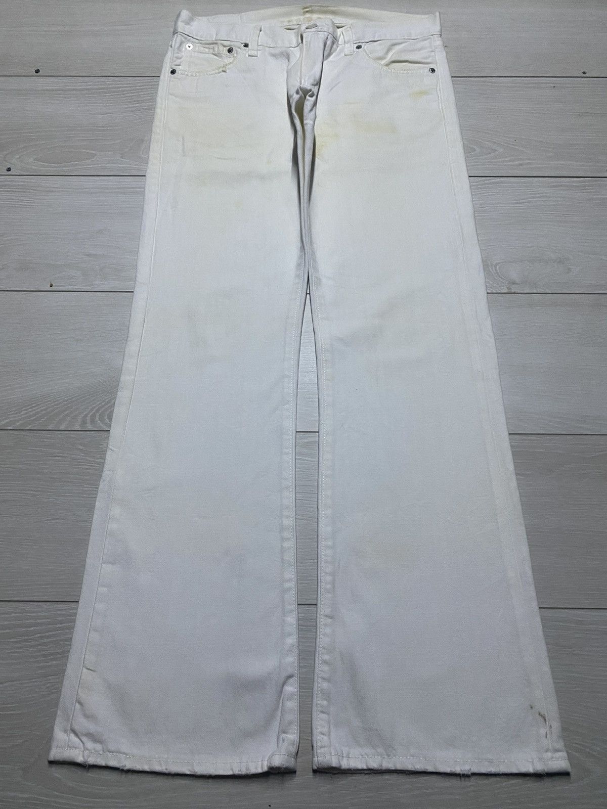 JW Anderson × Uniqlo Vintage Uniqlo S-002 Whit Denim Distressed Flare Jeans Size US 34 / EU 50 - 1 Thumbnail
