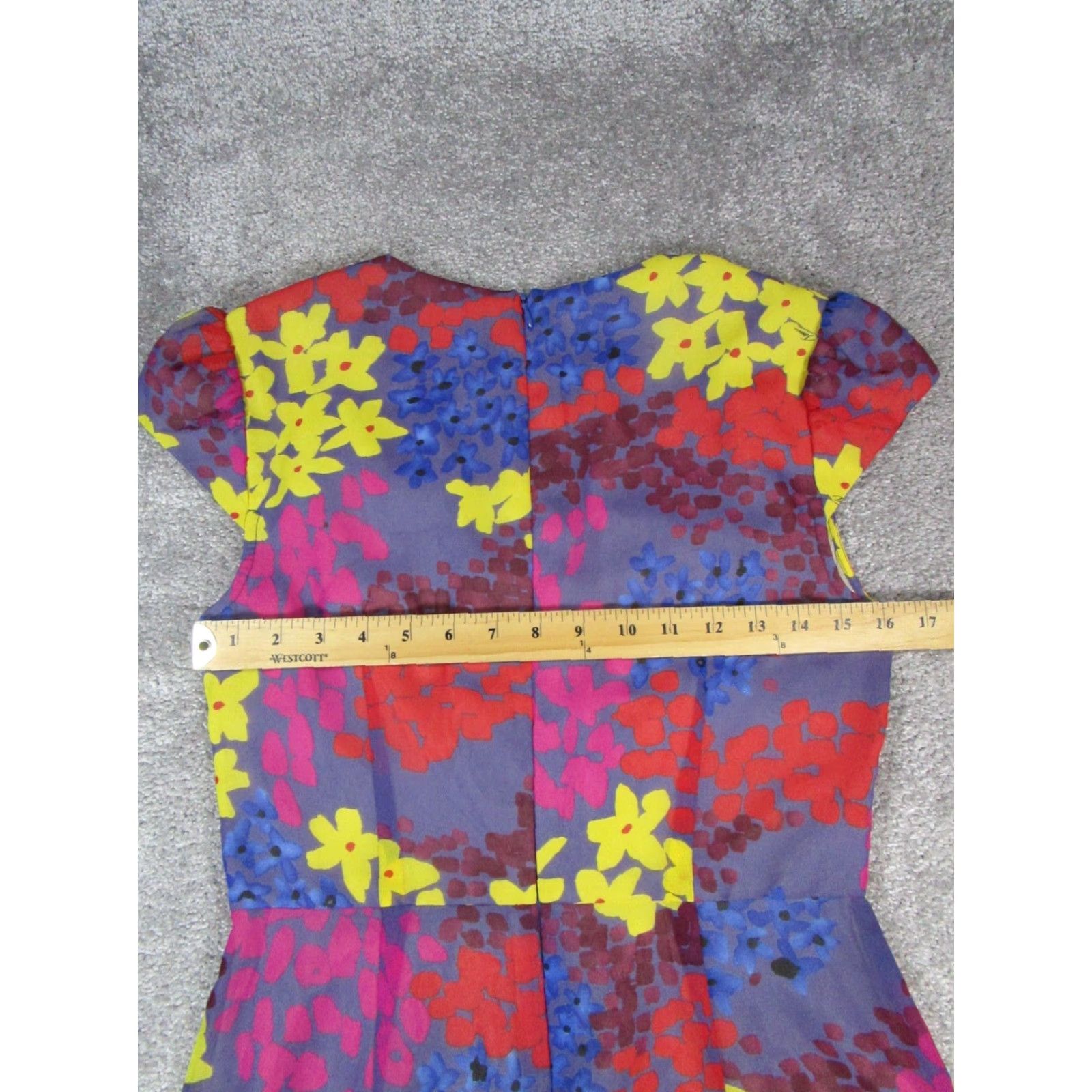 Trina Turk Trina Turk Miss T Dress Blouson Womens Blue Floral V-Neck Sleeveless Zip Short 6 Polyester Size M / US 6-8 / IT 42-44 - 5 Thumbnail