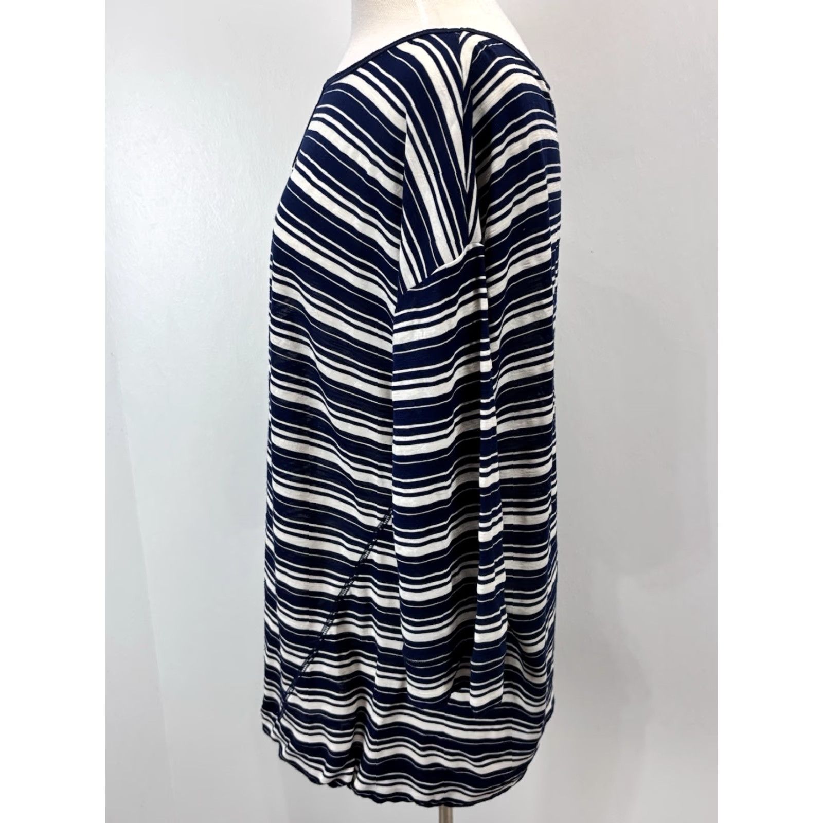 Talbots VINTAGE Talbots Women's Plus Size 2X Casual Shirt Cotton Striped Nautical 3/4 Sleeve Navy Size XXL / US 16-18 / IT 52-54 - 2 Thumbnail