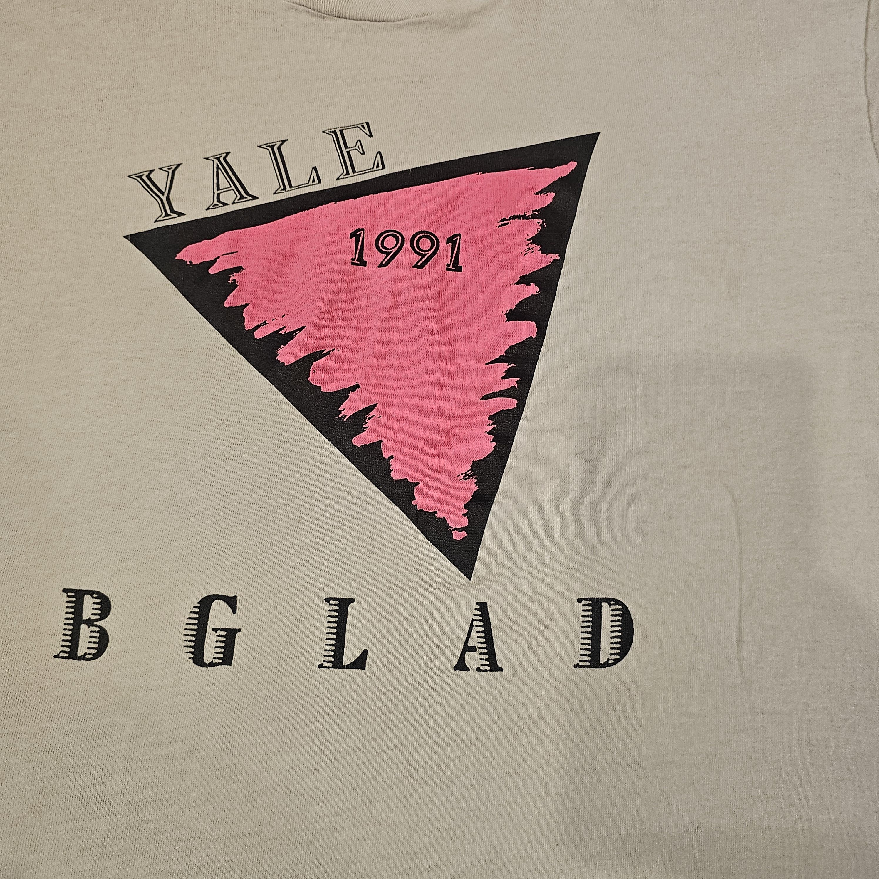 Vintage Vintage 1991 Yale BGLAD Gay Pride Pink Triangle T-Shirt Size US XL / EU 56 / 4 - 2 Thumbnail
