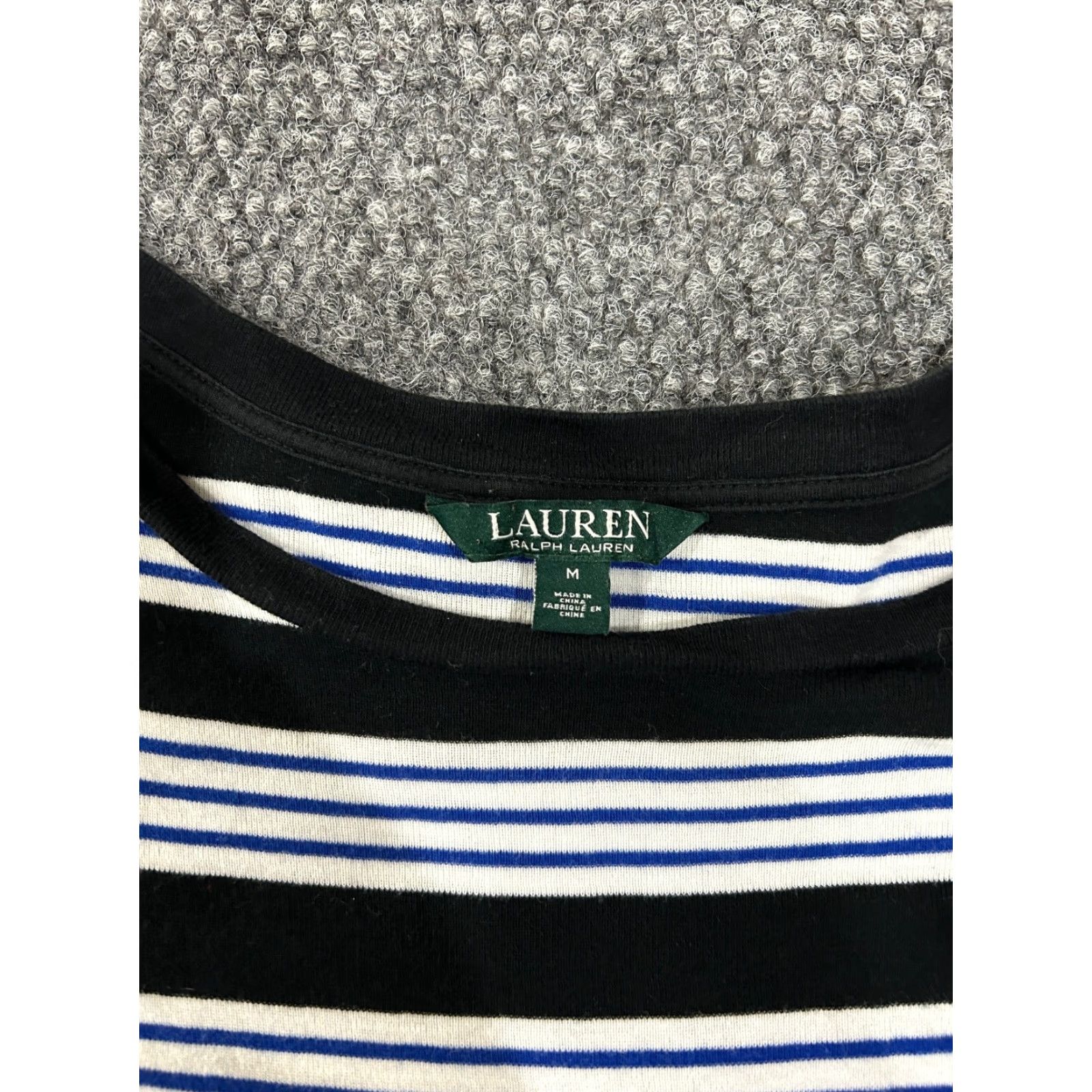 Ralph Lauren Lauren Ralph Lauren top Womens M Black White Blue stretch casual Shirt Size M / US 6-8 / IT 42-44 - 3 Thumbnail