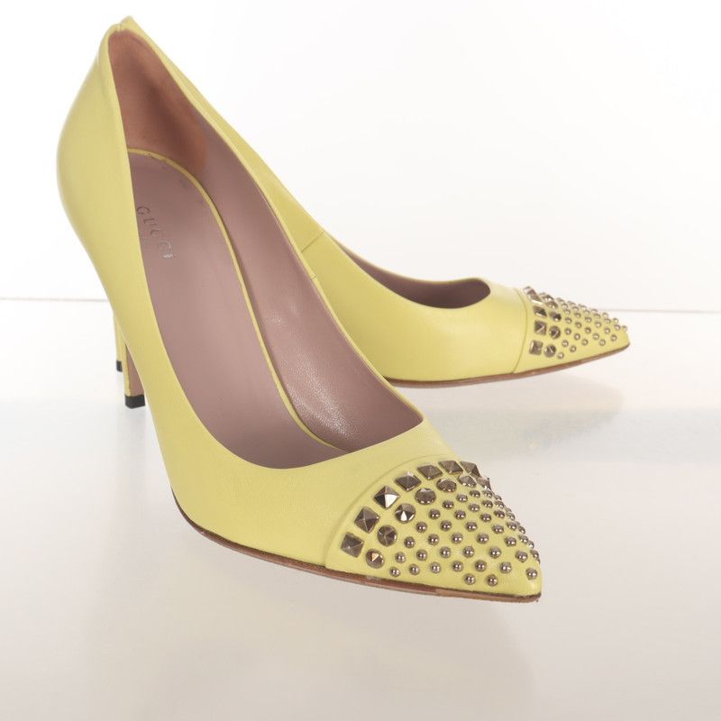 Gucci Gucci Yellow Leather Pointed High Heels 0079 Size US 8.5 / EU 41-42 - 1 Thumbnail