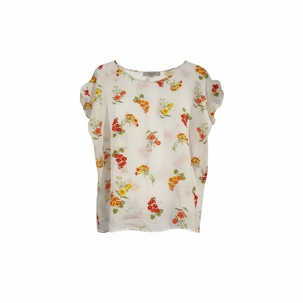 Loft LOFT Women’s Small White Floral Blouse Short Sleeve Size S / US 4 / IT 40 - 1 Thumbnail