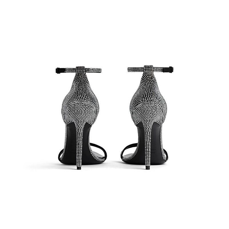 Balenciaga o1s1rm1225 Honey 110mm Sandals With Rhinestones in Black Size US 7 / IT 37 - 5 Thumbnail