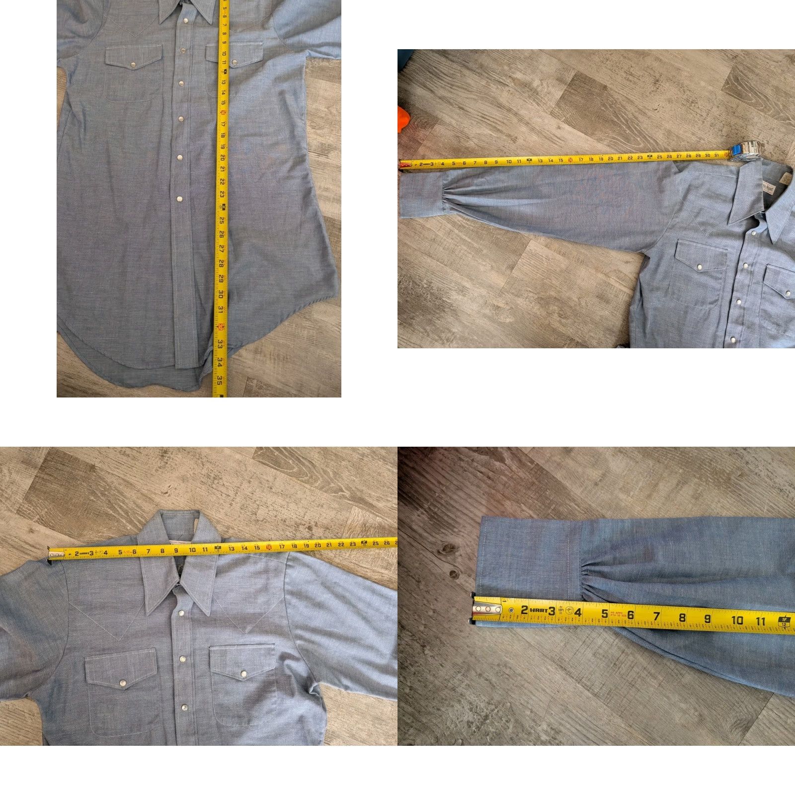 Vintage VINTAGE King Size Shirt Western Chambray Long Sleeve Dagger Collar Pearl Snap Tall Medium Size US M / EU 48-50 / 2 - 9 Thumbnail
