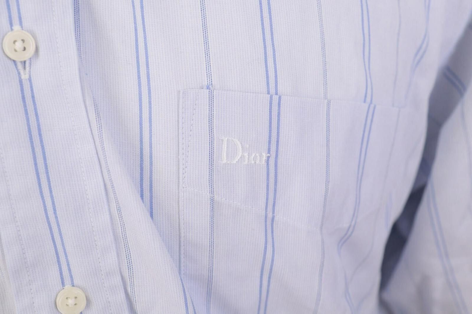 Christian Dior Monsieur Vintage Christian Dior Blue Stripe Dress Shirt Size 41 / 16 Size US M / EU 48-50 / 2 - 6 Thumbnail