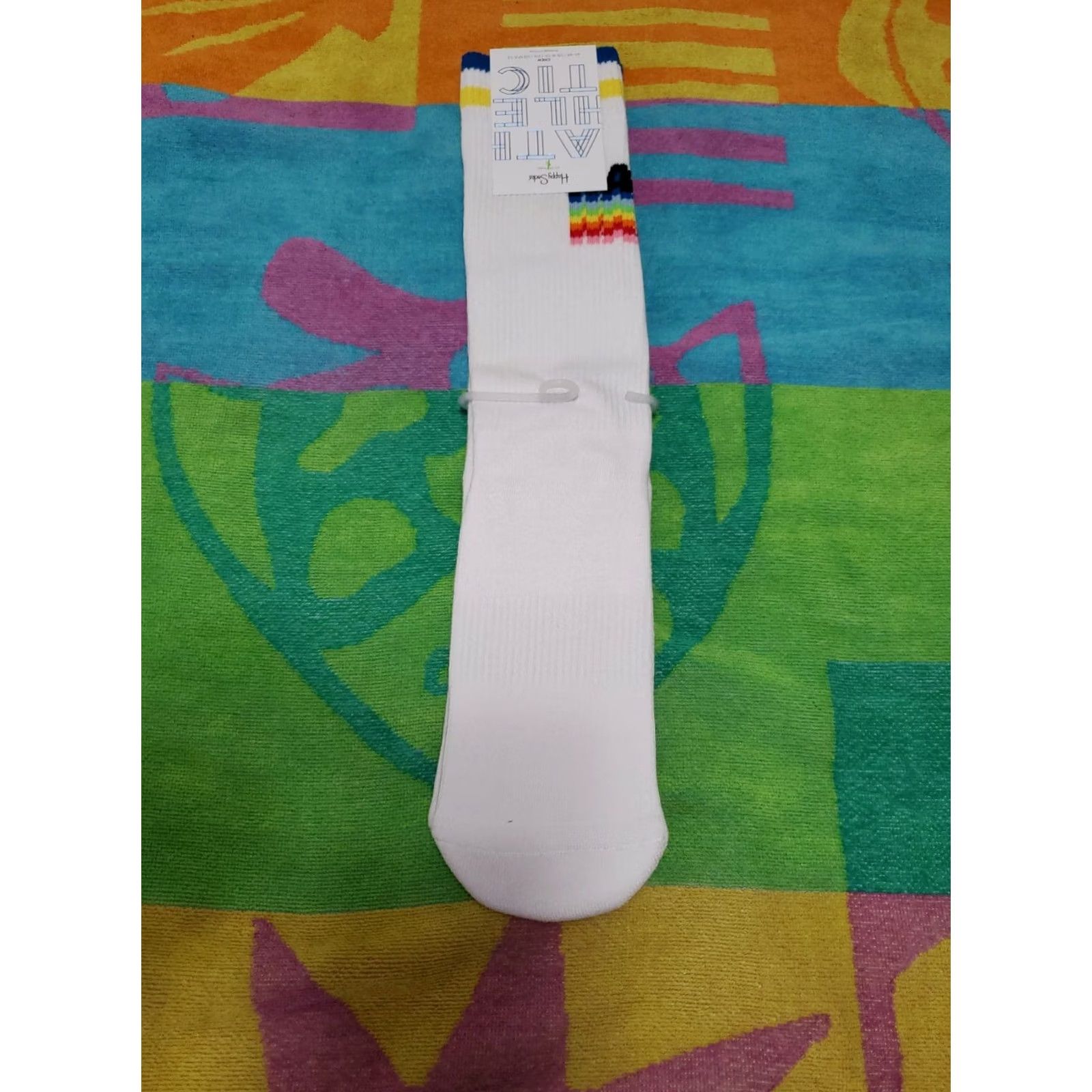 Happy Socks Happy Socks Athletic White Mid Calf Striped Crew Socks M Men Size ONE SIZE - 6 Thumbnail