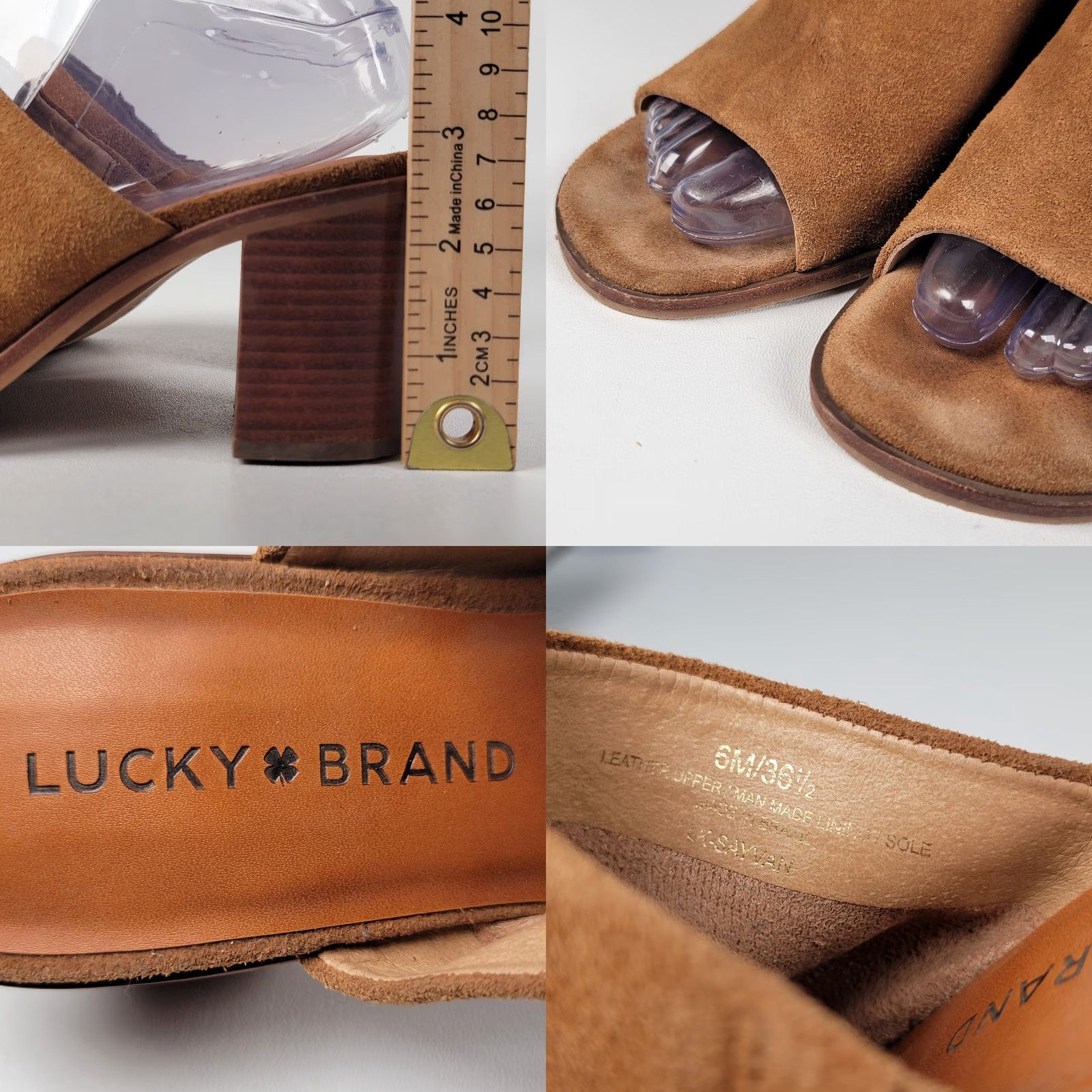 Lucky Brand Lucky Brand Sayvan Topanga Verona Suede Heeled Mules Women Size 6 M Brown Slip On Slide Size US 6 / IT 36 - 9 Thumbnail
