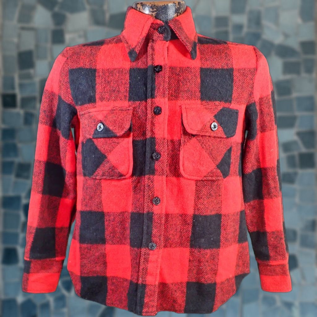 Vintage VINTAGE Red Black Buffalo Plaid Wool CPO Shirt Jacket Mens XS Womens Sm Cotton? Size XS / US 0-2 / IT 36-38 - 1 Thumbnail
