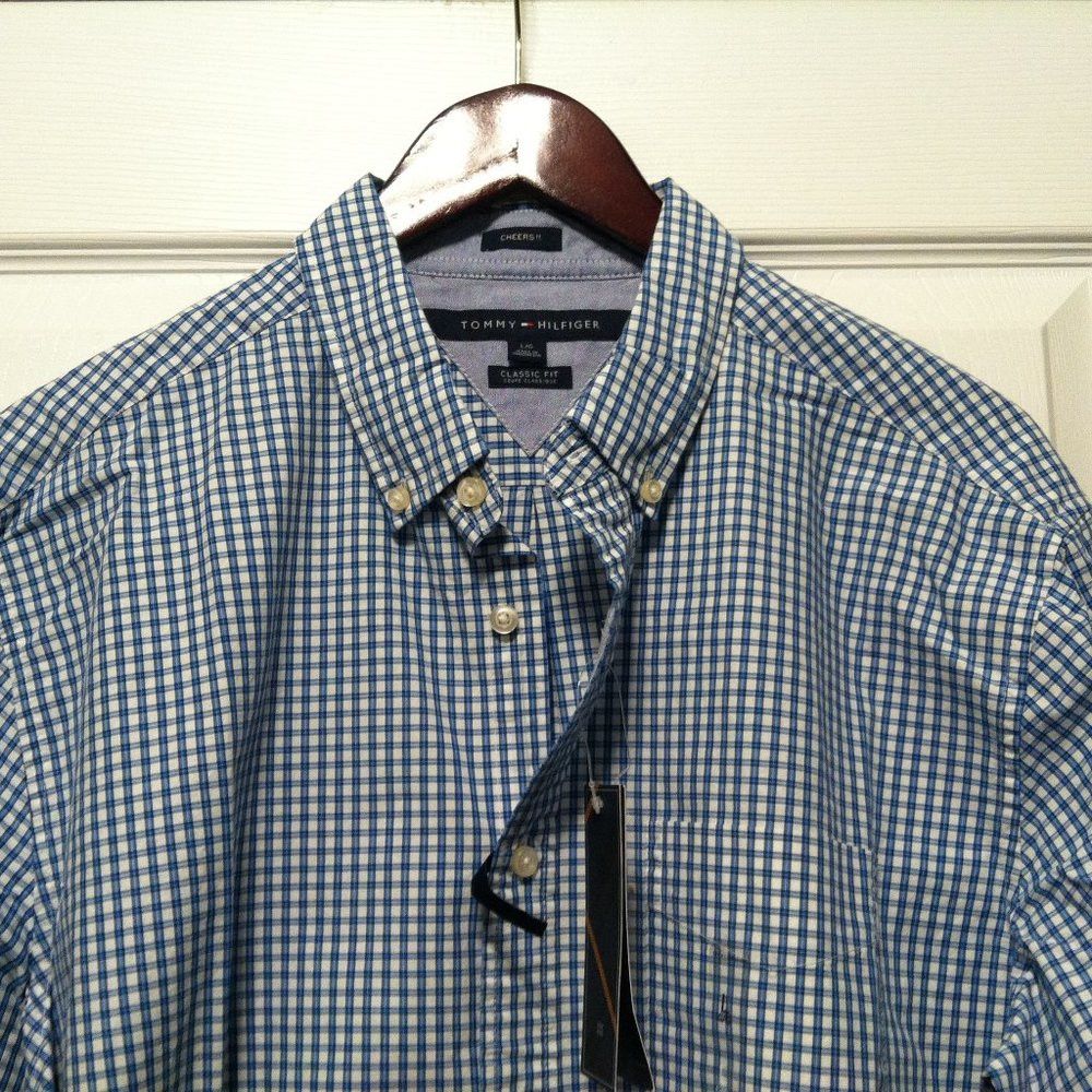 Tommy Hilfiger TOMMY HILFIGER MENS NEW BLUE 100%COTTON CASUAL SHIRT SIZE: L Size US L / EU 52-54 / 3 - 1 Thumbnail