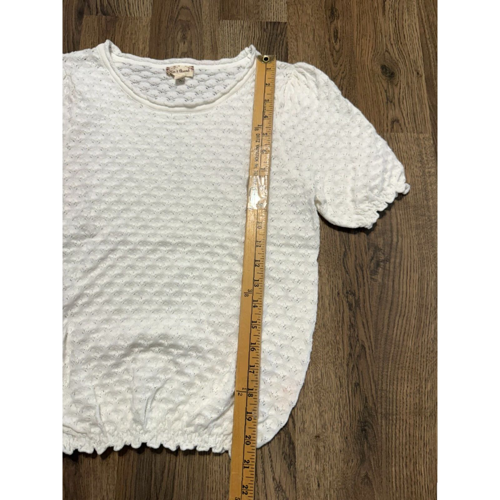 Vintage Hem & Thread Blouse Shirt Women's Small White Short Sleeve Knitted Size S / US 4 / IT 40 - 7 Thumbnail