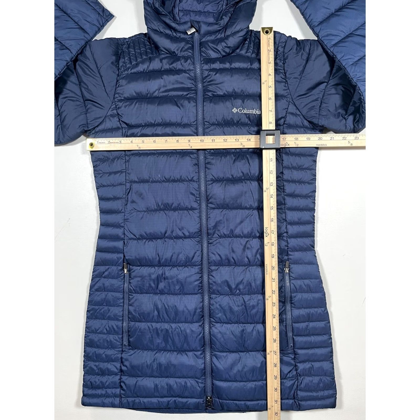 Vintage Columbia Womens Small Blue Hooded Puffer Coat Mid-Length Quilted Winter Warm Regular Zip Pocket Size S / US 4 / IT 40 - 5 Thumbnail