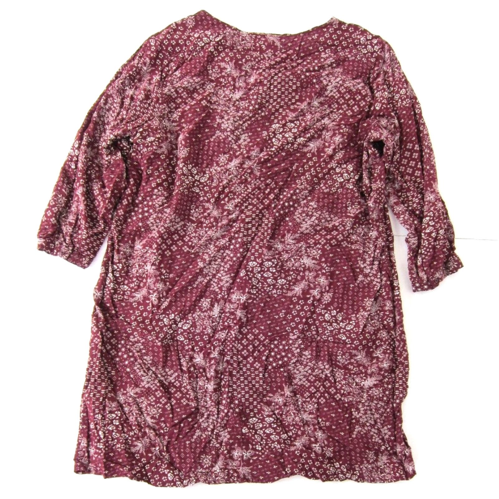 Old Navy Old Navy Burgundy Red White Floral 3/4 Sleeve Sheath Tunic Dress XL Size XL / US 12-14 / IT 48-50 - 2 Thumbnail