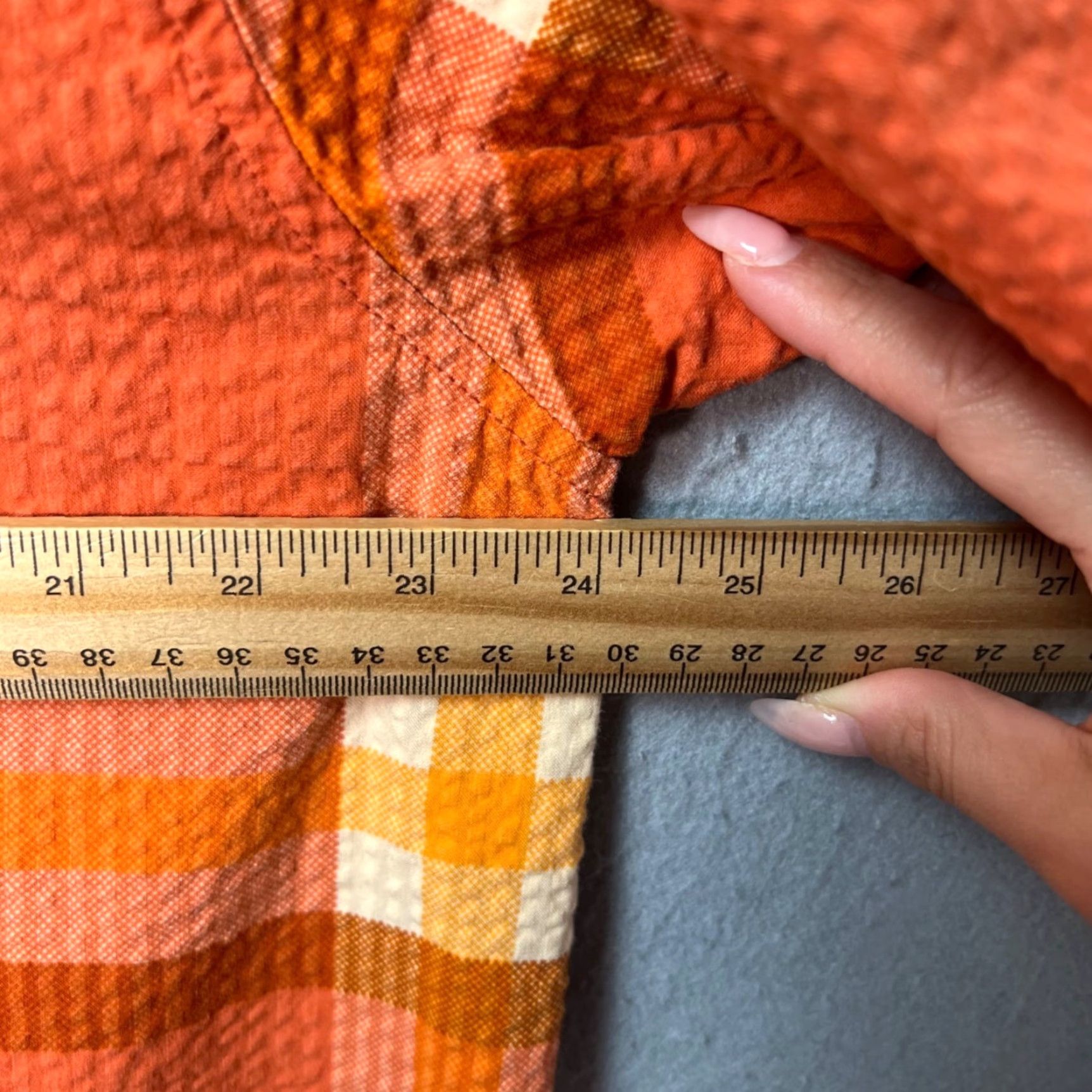 Urban Outfitters Urban Outfitters Shirt Mens XL Orange Plaid Short Sleeve Button-Up Pocketable Cotton Casual Size US XL / EU 56 / 4 - 5 Thumbnail