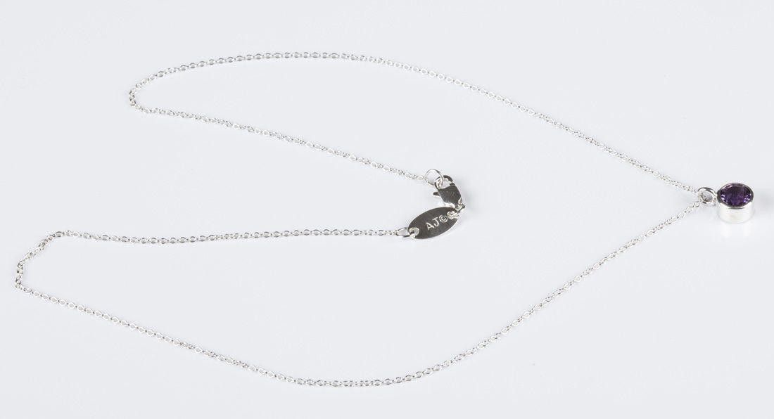 Designer Sterling Silver Faceted Amethyst Astrology Pendant& Necklace Size ONE SIZE - 4 Thumbnail